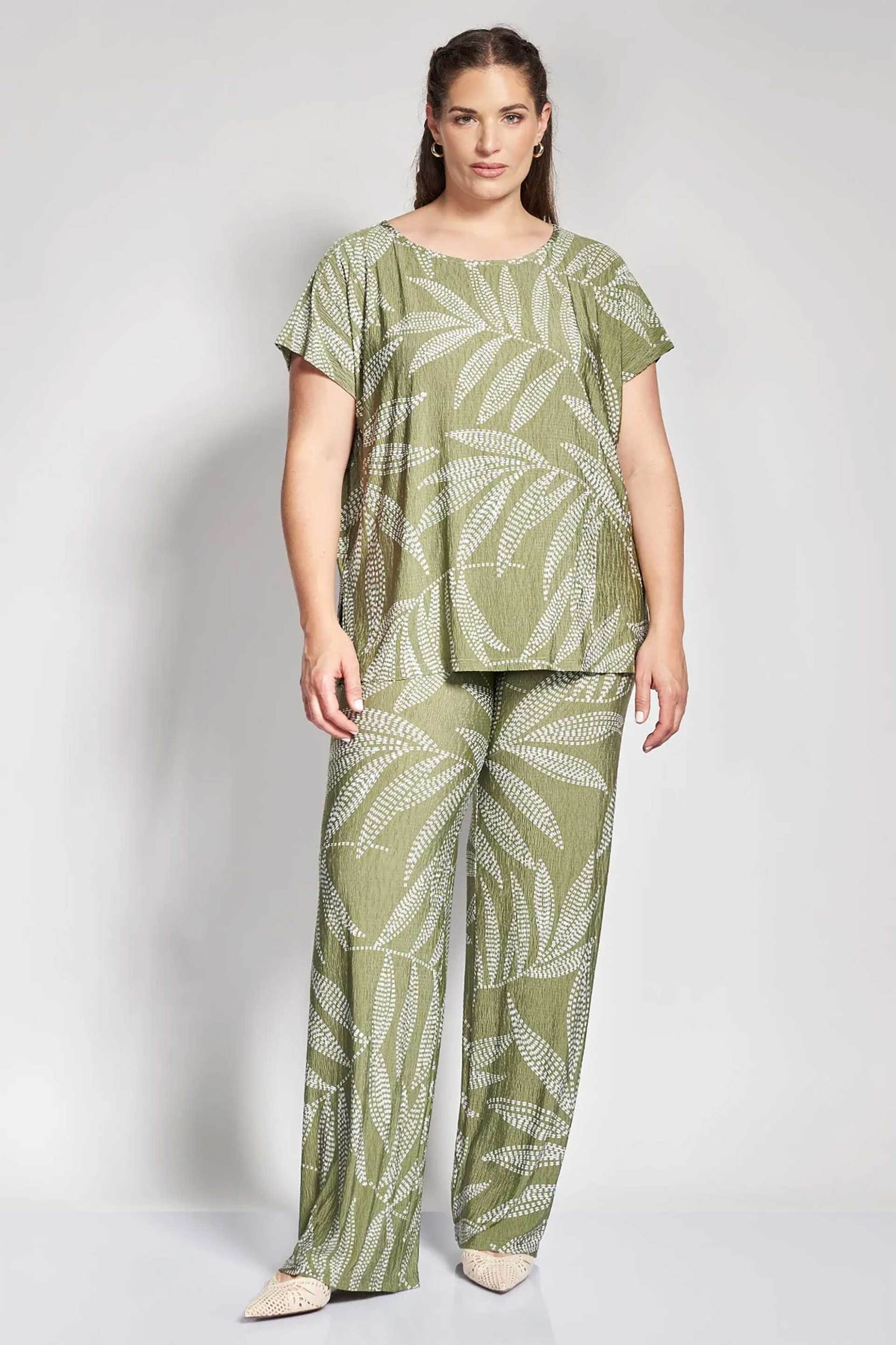 PARABITA Parabita γυναικεία παντελόνα με floral print - 012610200108 Χακί
