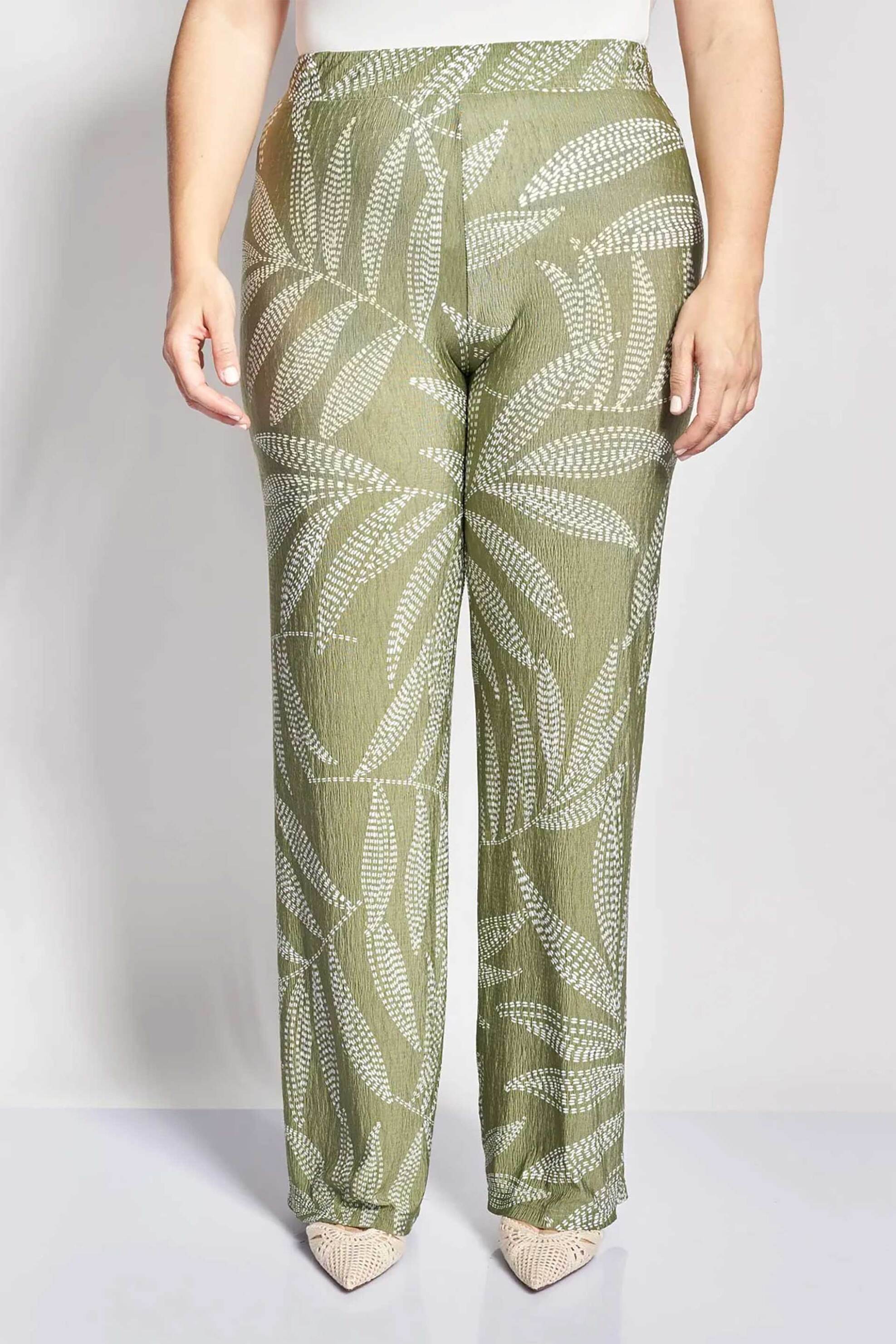 Parabita γυναικεία παντελόνα με floral print - 012610200108 Χακί