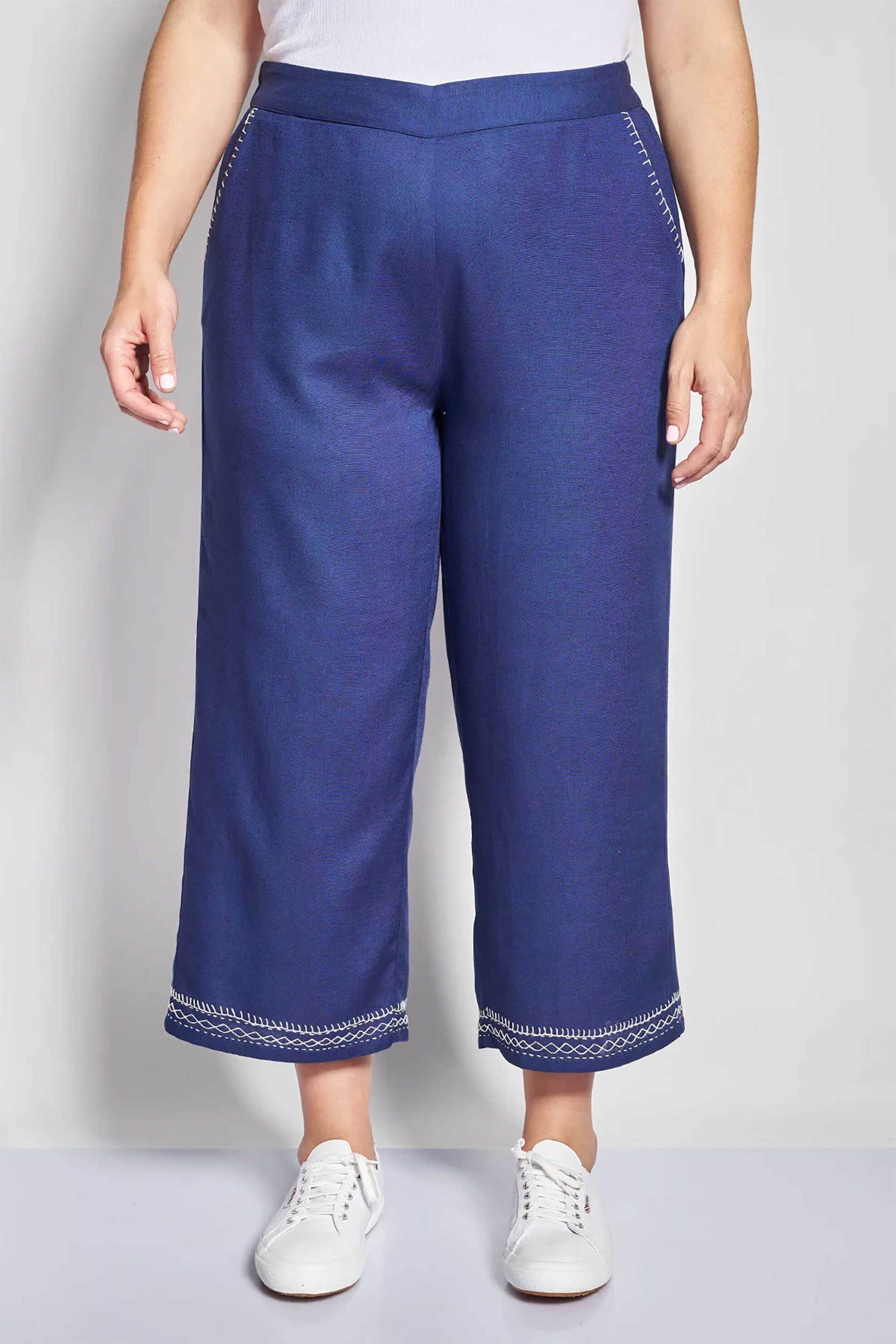 PARABITA Parabita γυναικεία παντελόνα μονόχρωμη Cropped - 012610200145 Μπλε - 2