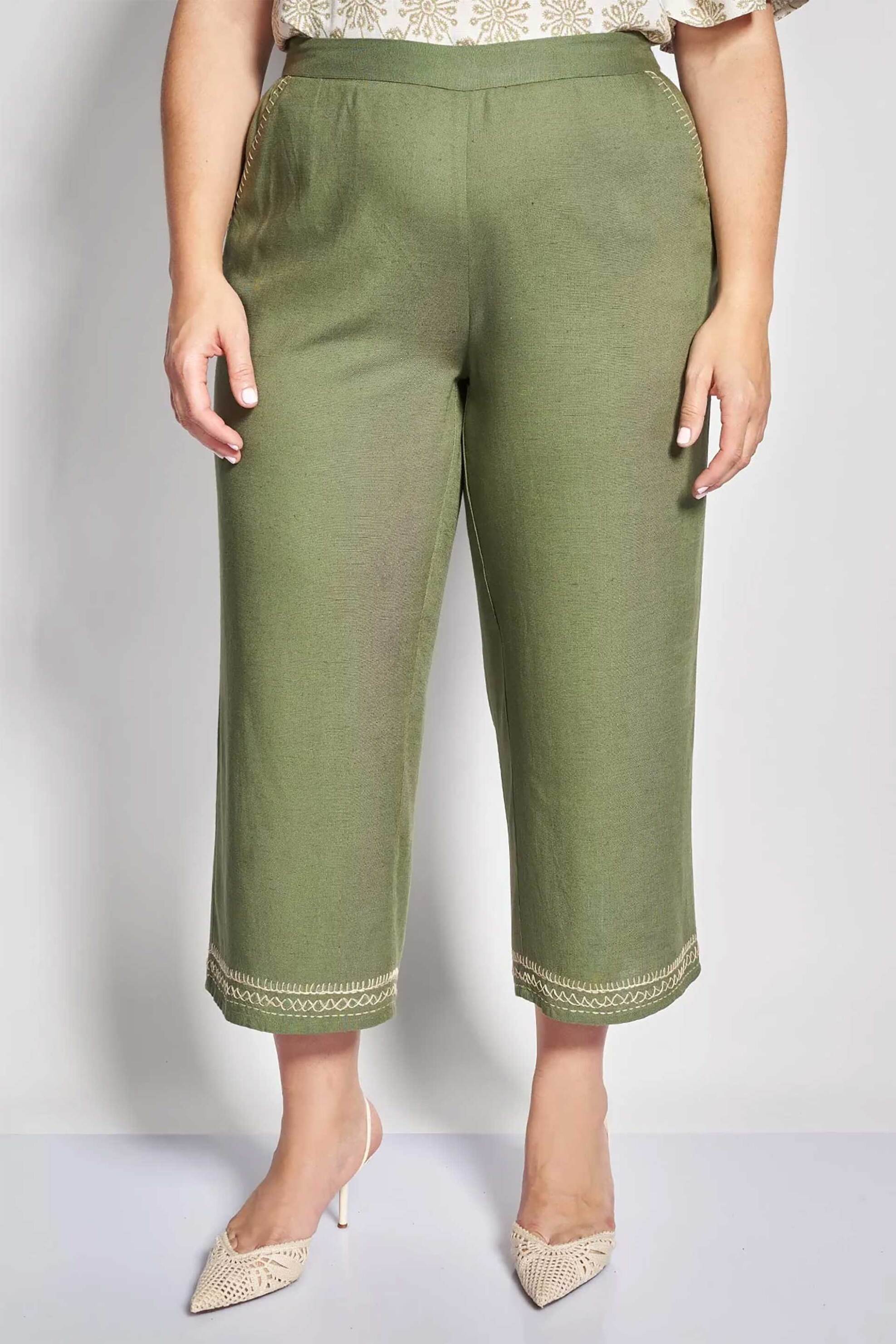 PARABITA Parabita γυναικεία παντελόνα μονόχρωμη Cropped - 012610200145 Χακί - 2