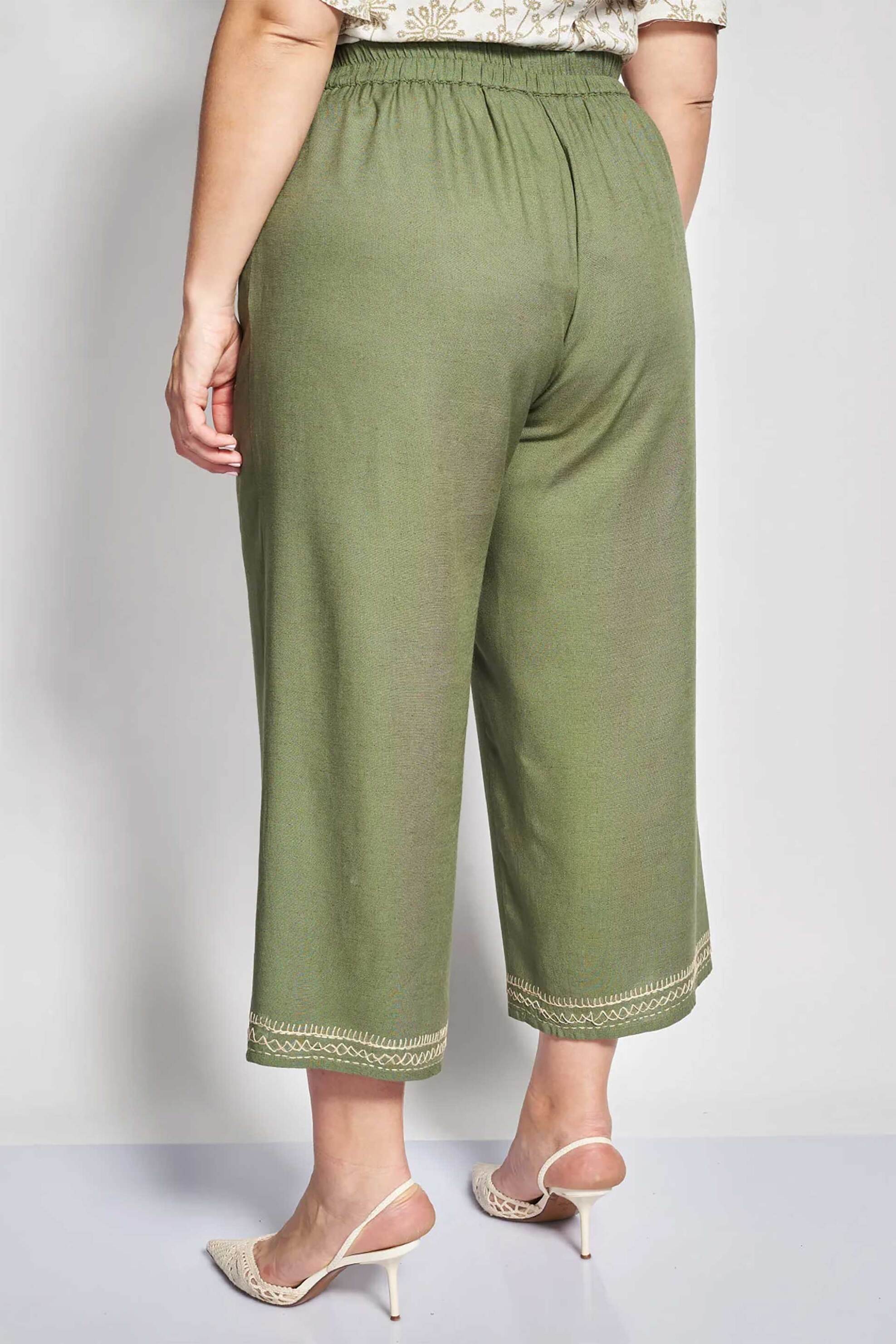 PARABITA Parabita γυναικεία παντελόνα μονόχρωμη Cropped - 012610200145 Χακί - 3