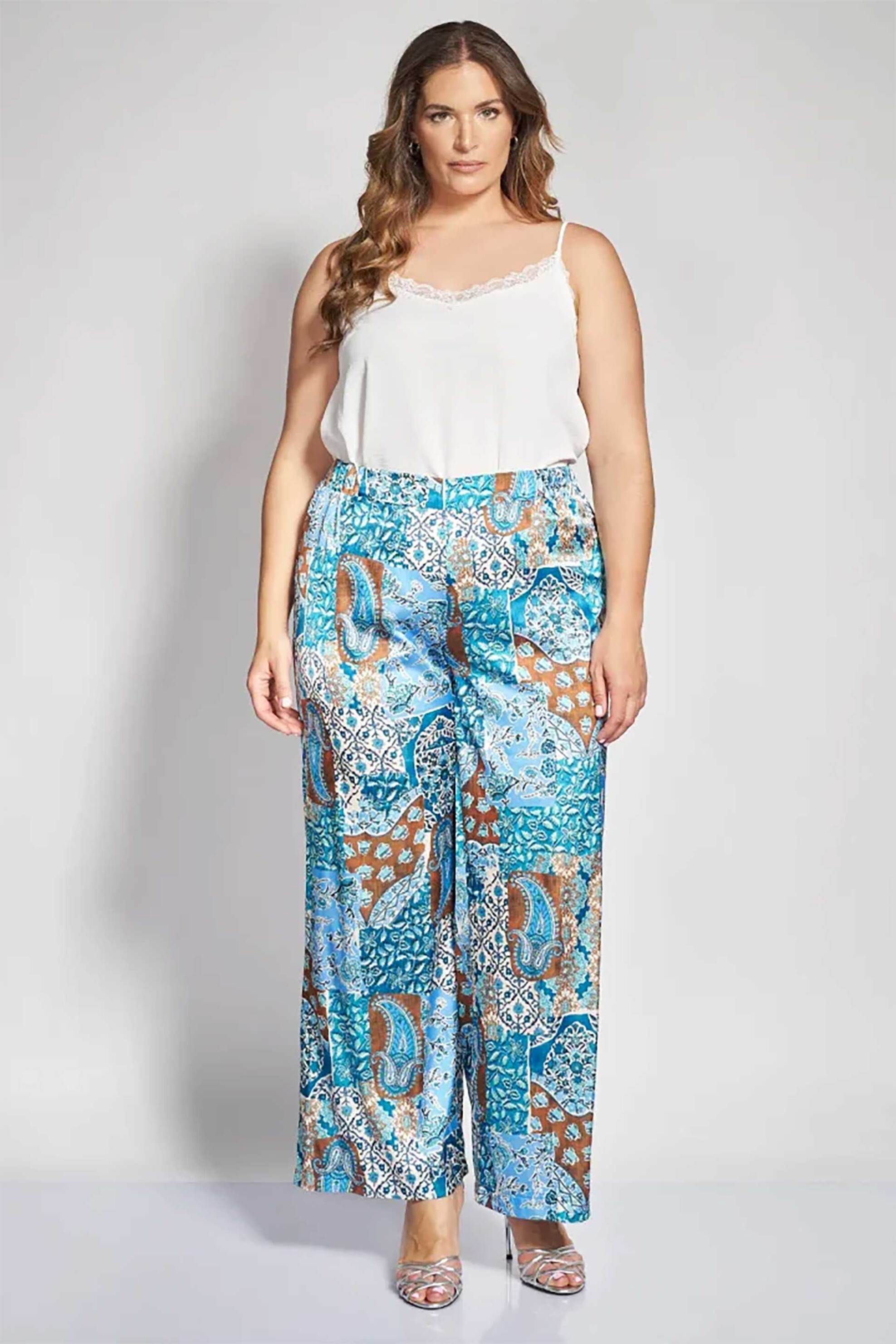 PARABITA Parabita γυναικεία παντελόνα με paisley print - 012610200500 Πετρόλ