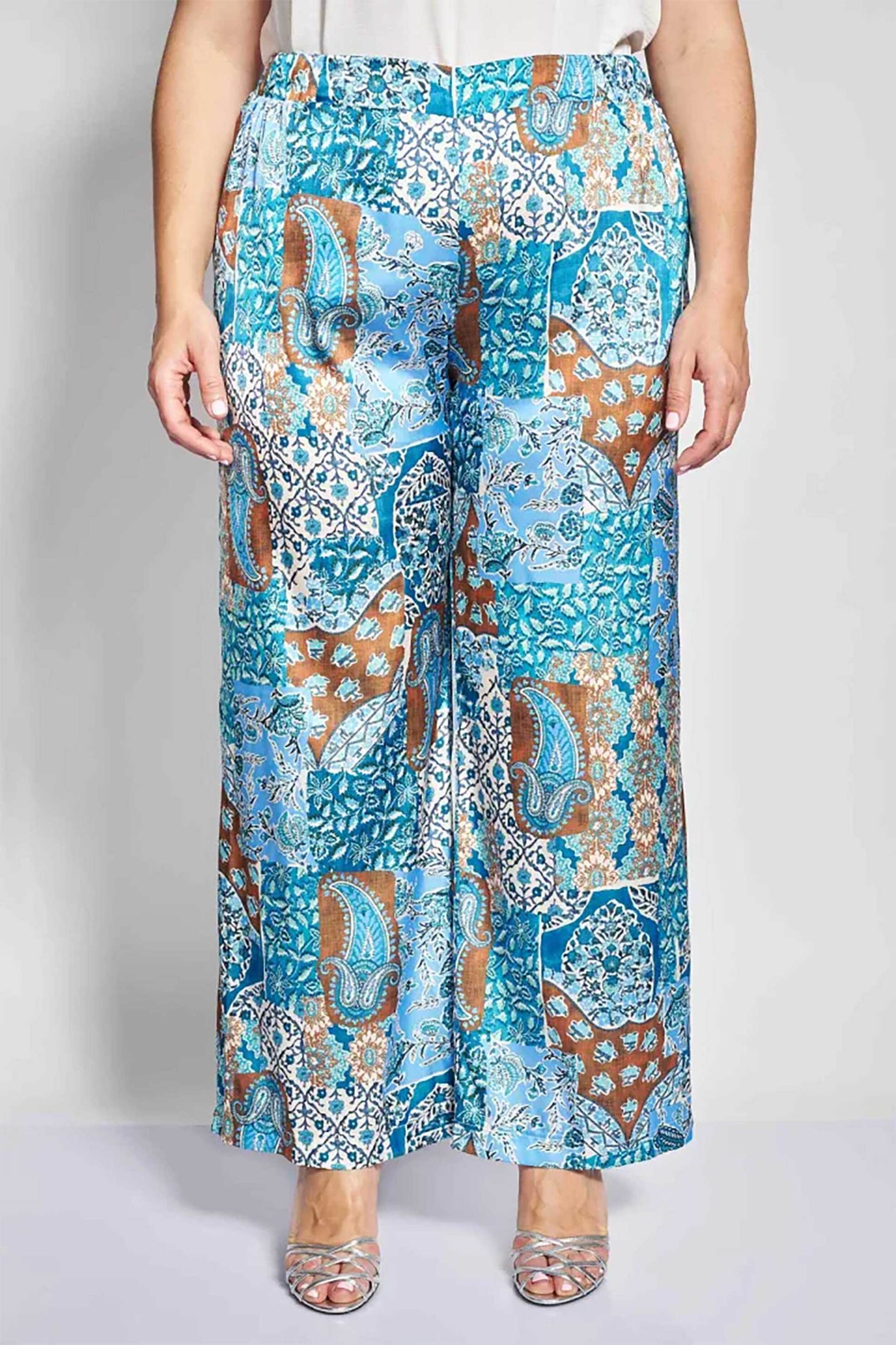 Parabita γυναικεία παντελόνα με paisley print - 012610200500 Πετρόλ