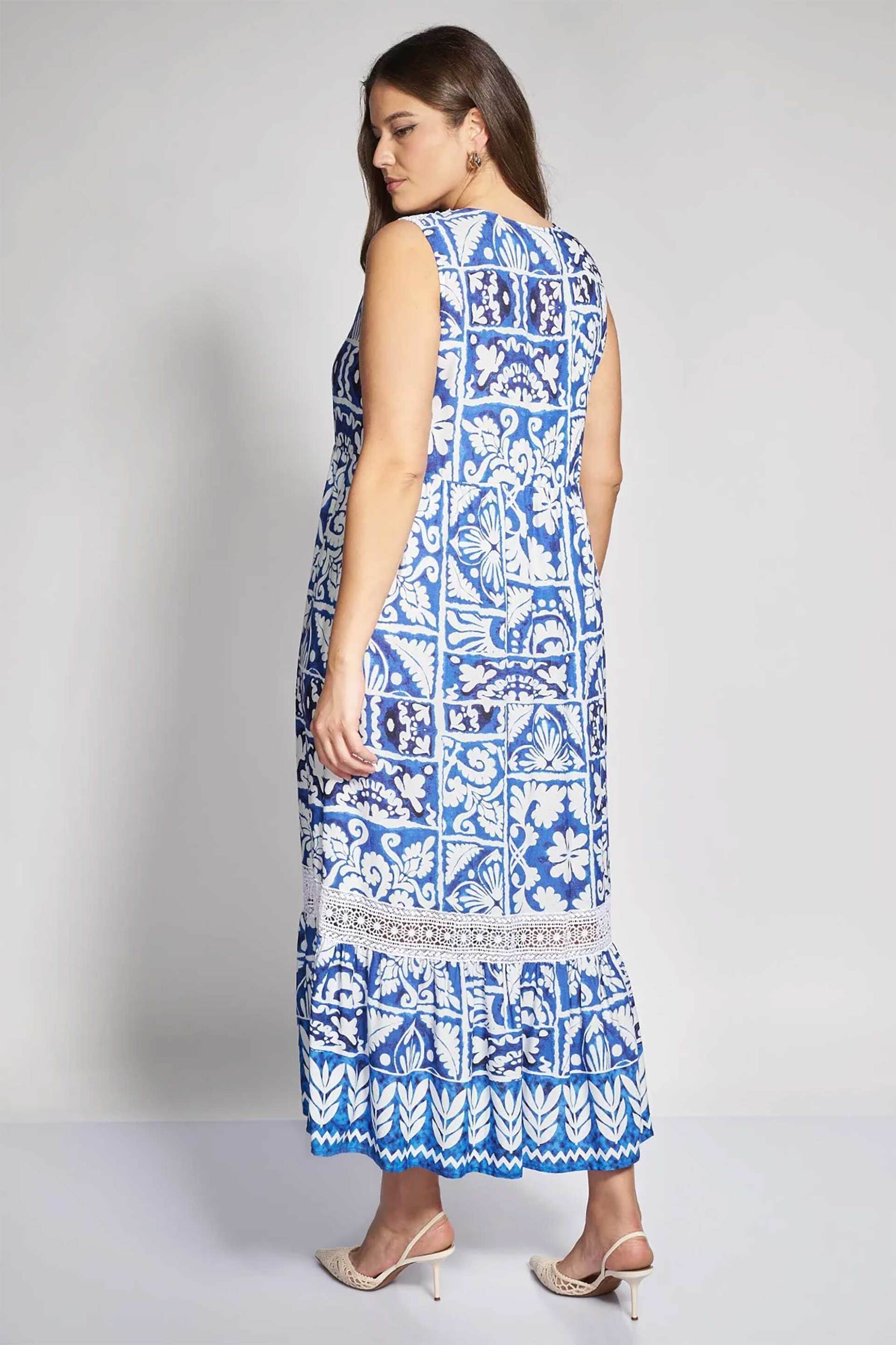 PARABITA Parabita γυναικείο midi αμάνικο φόρεμα με floral print - 012610600189 Μπλε - 3