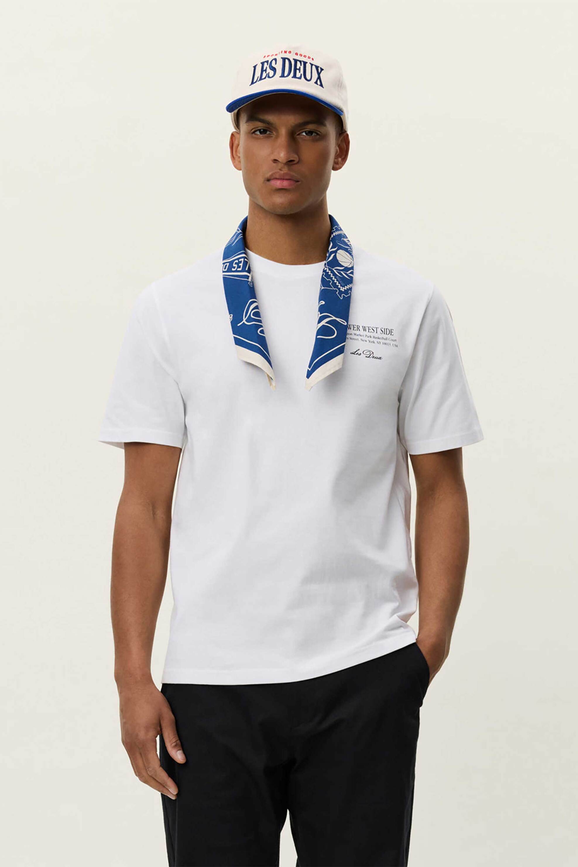 Les Deux ανδρικό T-shirt με lettering στο στήθος και print στο πίσω μέρος Regular Fit "West Side" - 1000396 Λευκό