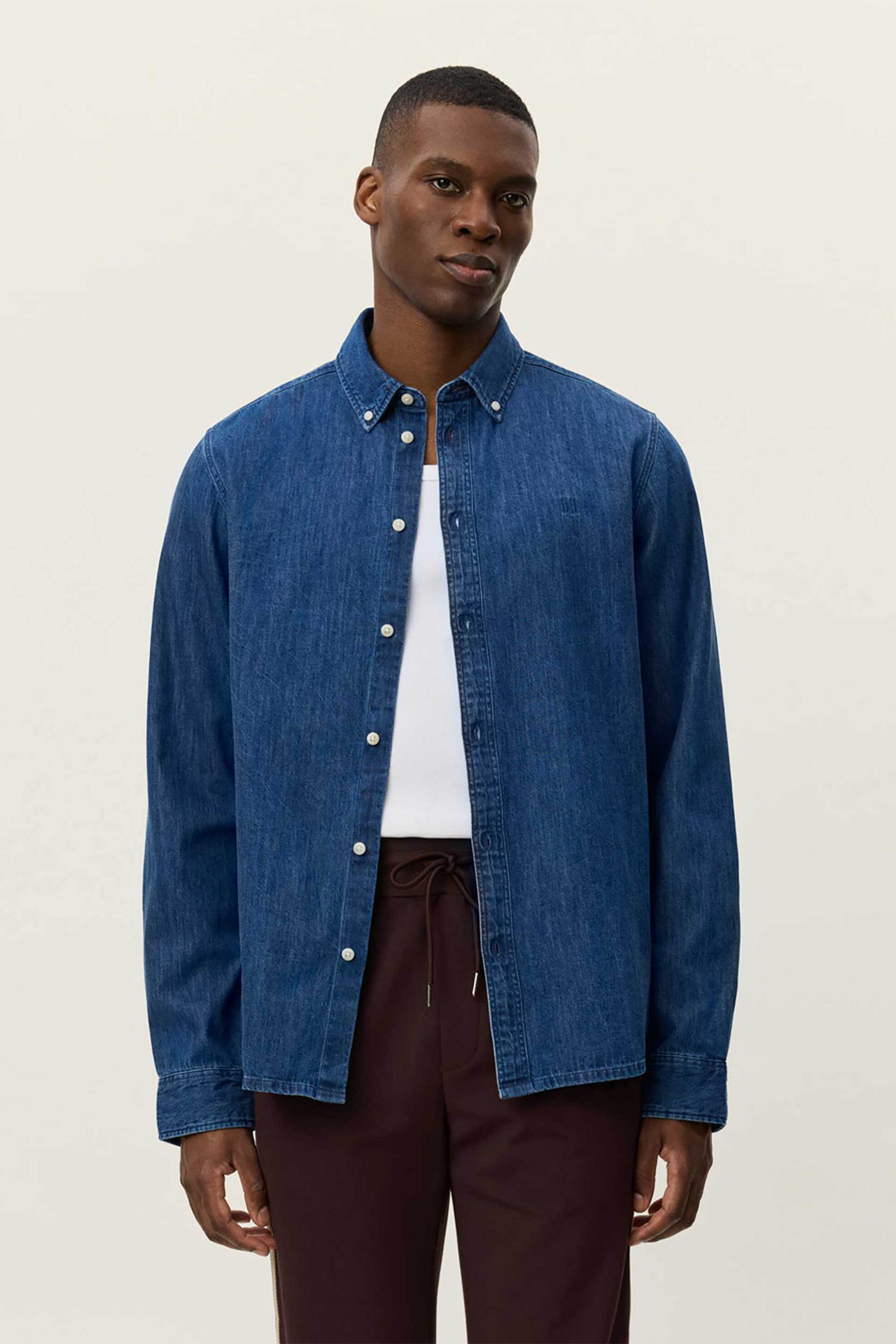 Les Deux ανδρικό denim πουκάμισο button down Regular Fit "Konrad" - 1000439 Denim Blue