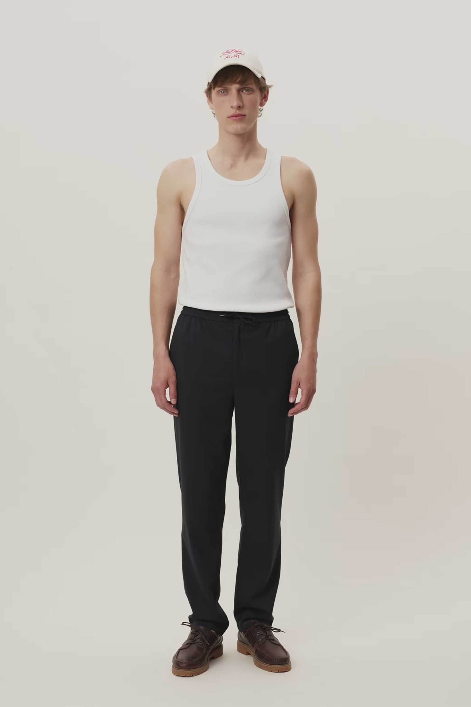 Les Deux ανδρικό παντελόνι με ελαστική μέση Regular Tapered Fit "Como" - 1000467 Μπλε Σκούρο