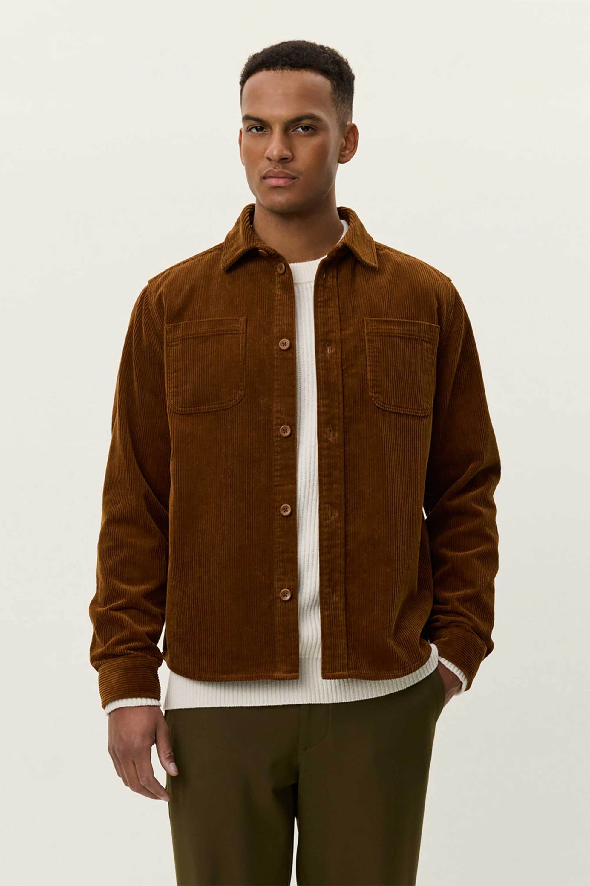 Les Deux ανδρικό overshirt κοτλέ Regular Fit "Kody" - 1000541 Καφέ