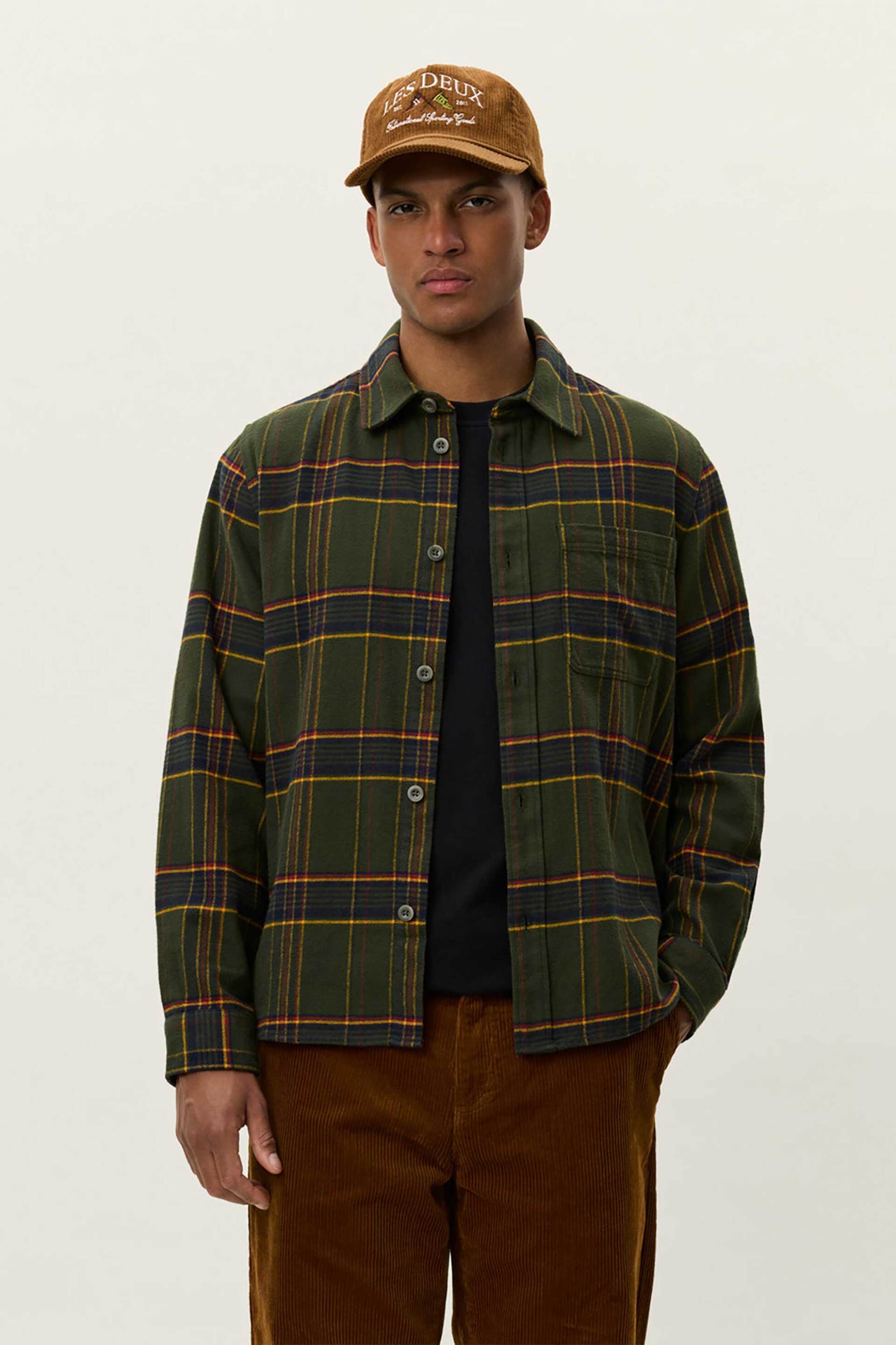 Les Deux ανδρικό overshirt με καρό σχέδιο Regular Fit "Lennon" - 1000546 Πράσινο Σκούρο