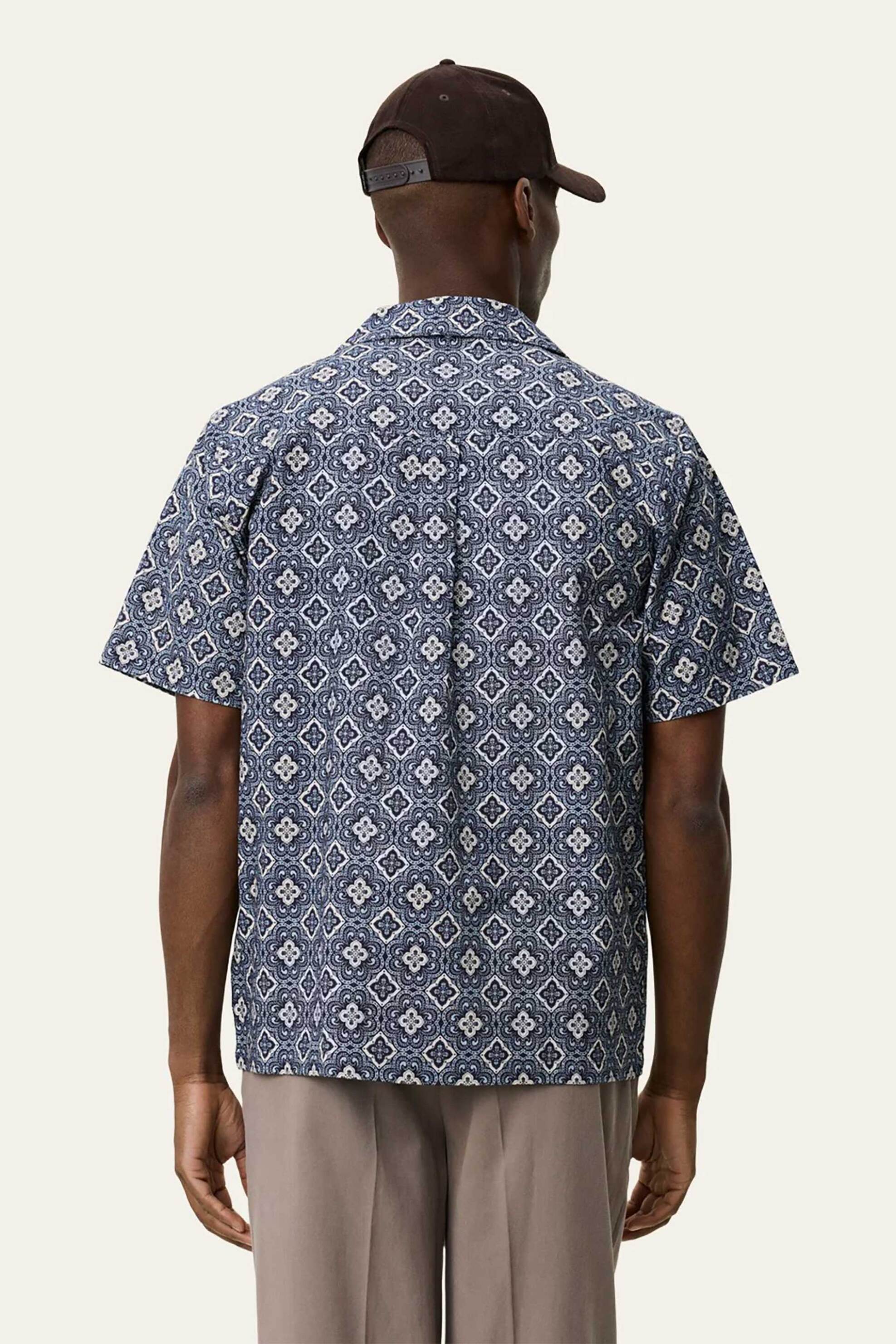 Les Deux Ανδρικό Κοντομάνικο Πουκάμισο με All-Over Arabesque Print Regular Fit Lukas - 1001372 Μπλε