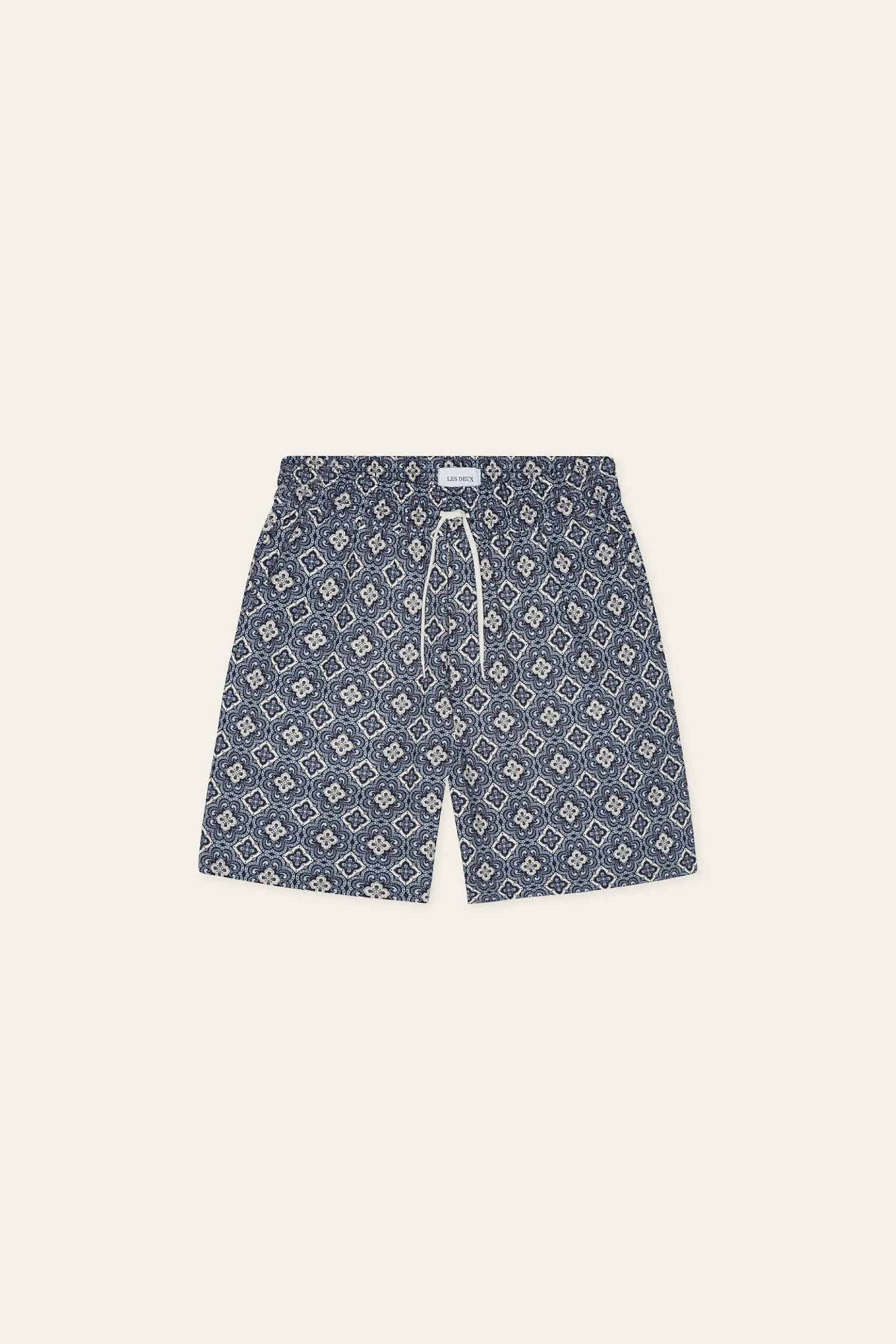 Les Deux Ανδρική Βερμούδα με Ελαστική Μέση Και All-Over Arabesque Print Regular Fit Harry - 1001373 Μπλε