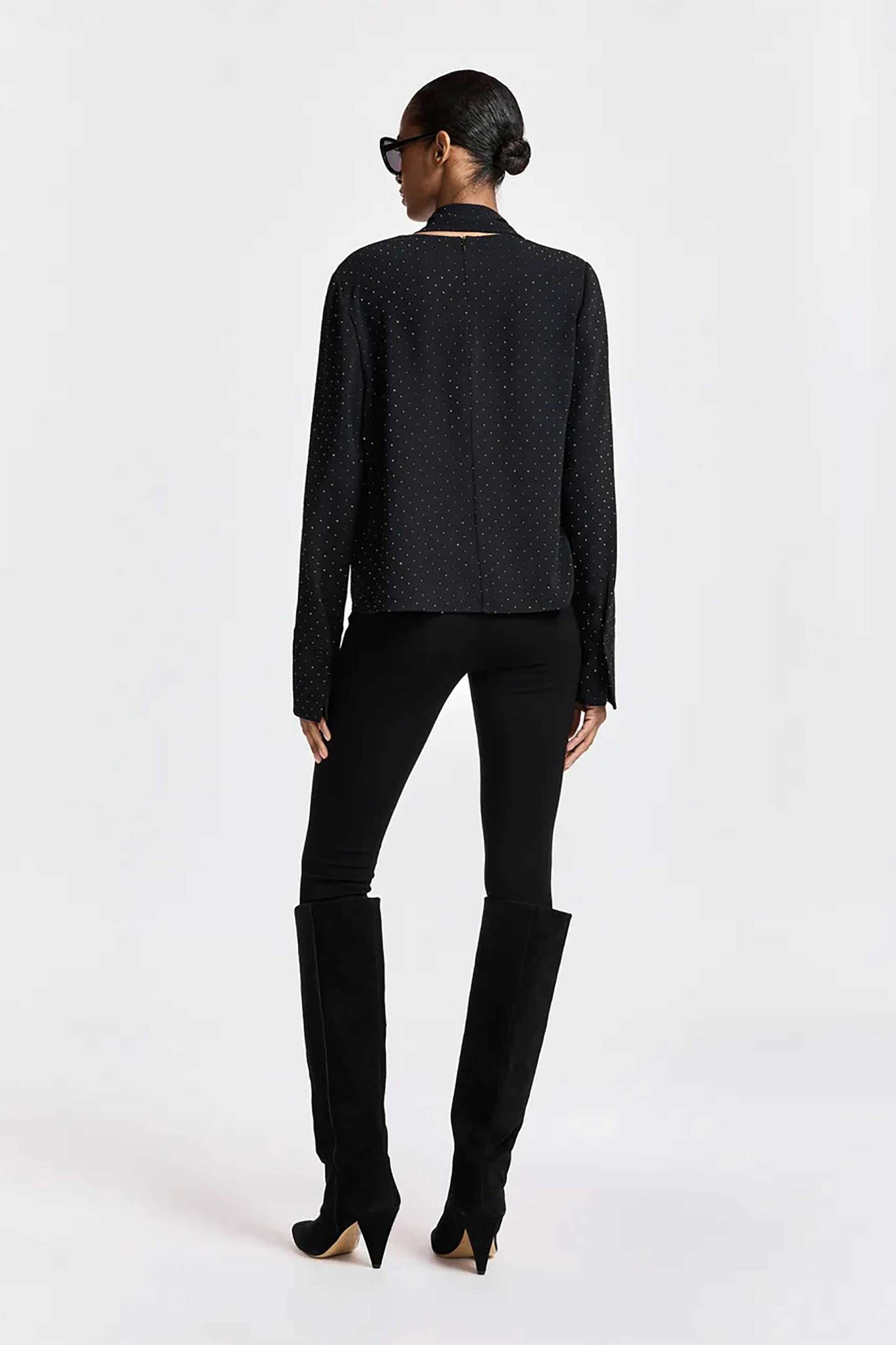ESSENTIEL ANTWERP Essentiel Antwerp γυναικεία μπλούζα με διακοσμητικά στρας "Kalanchoe" - KALANCHOE Μαύρο - 4