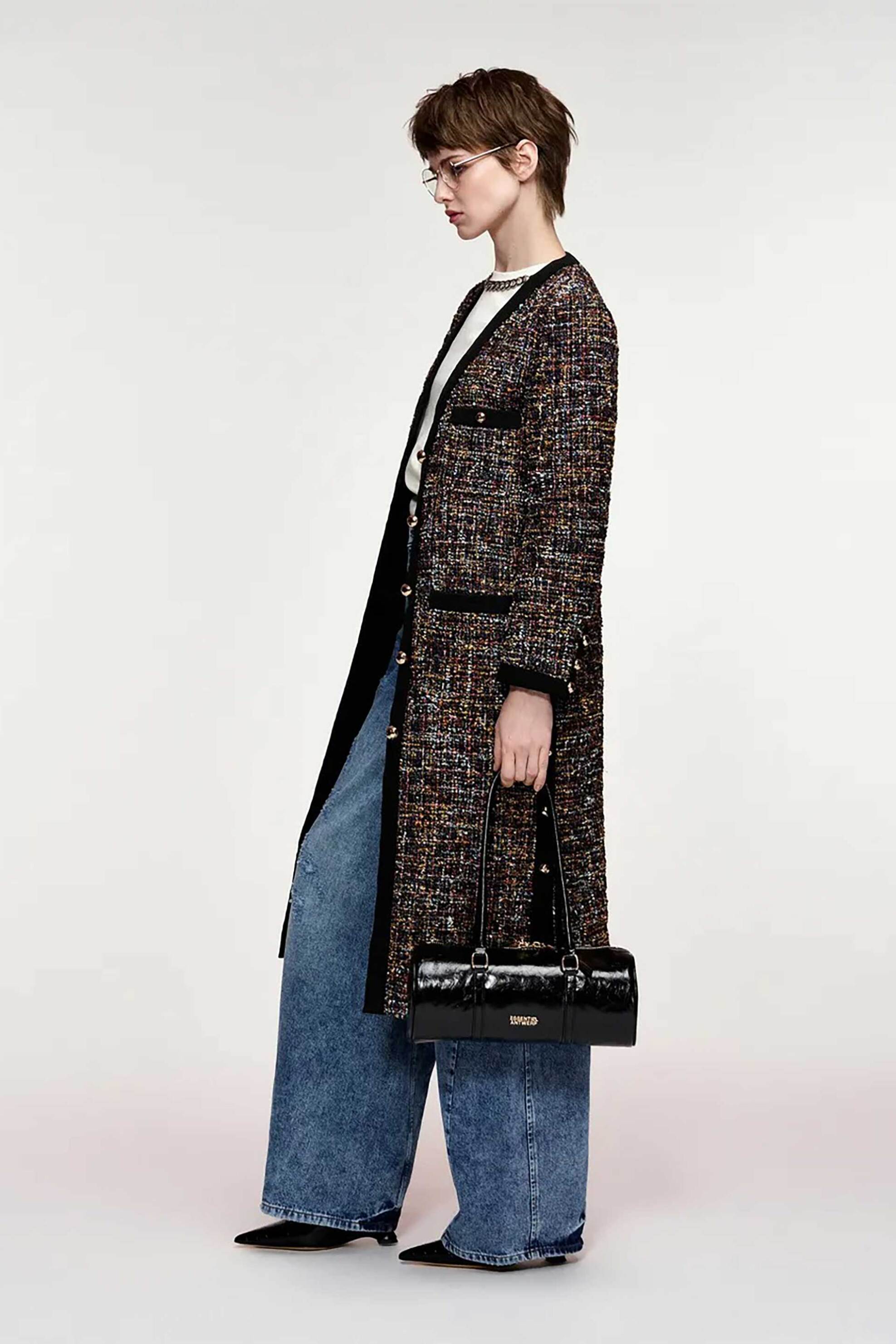 ESSENTIEL ANTWERP Essentiel Antwerp γυναικείο παλτό tweed "Katalina2" - KATALINA2 Μαύρο - 3