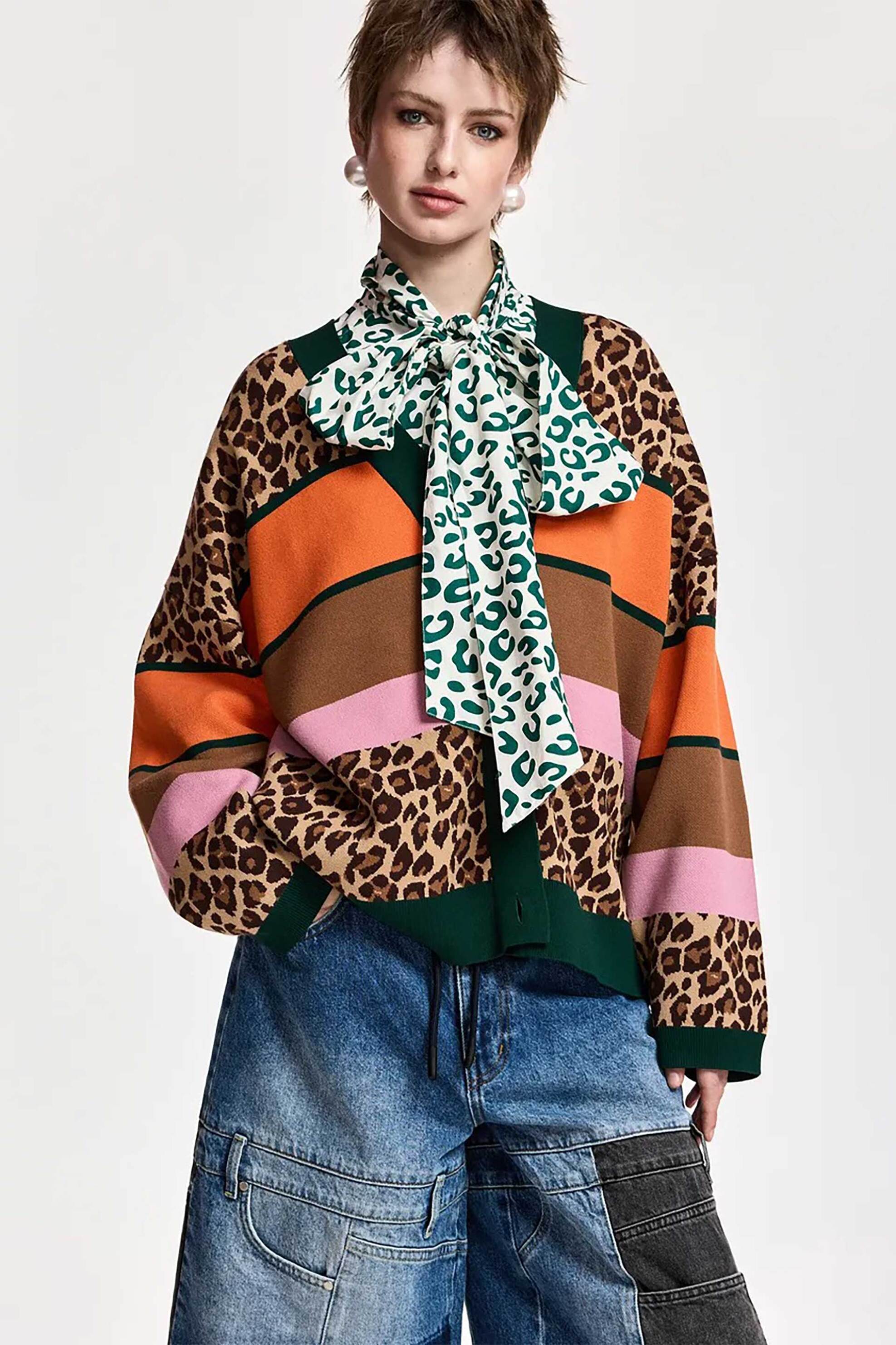 Essentiel Antwerp γυναικεία ζακέτα με animal print 