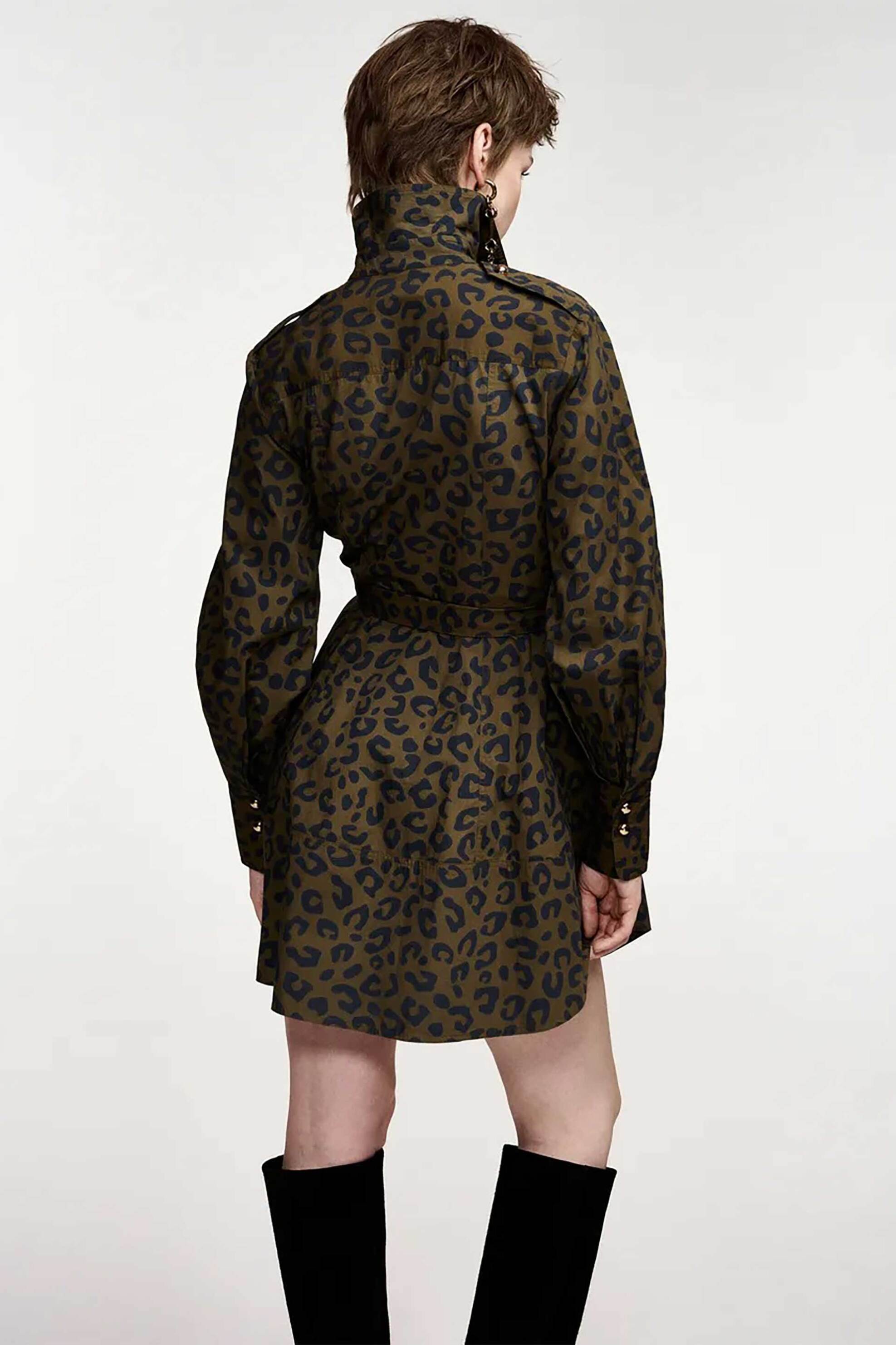 ESSENTIEL ANTWERP Essentiel Antwerp γυναικείο mini φόρεμα animal print "Keto" - KETO Χακί - 3