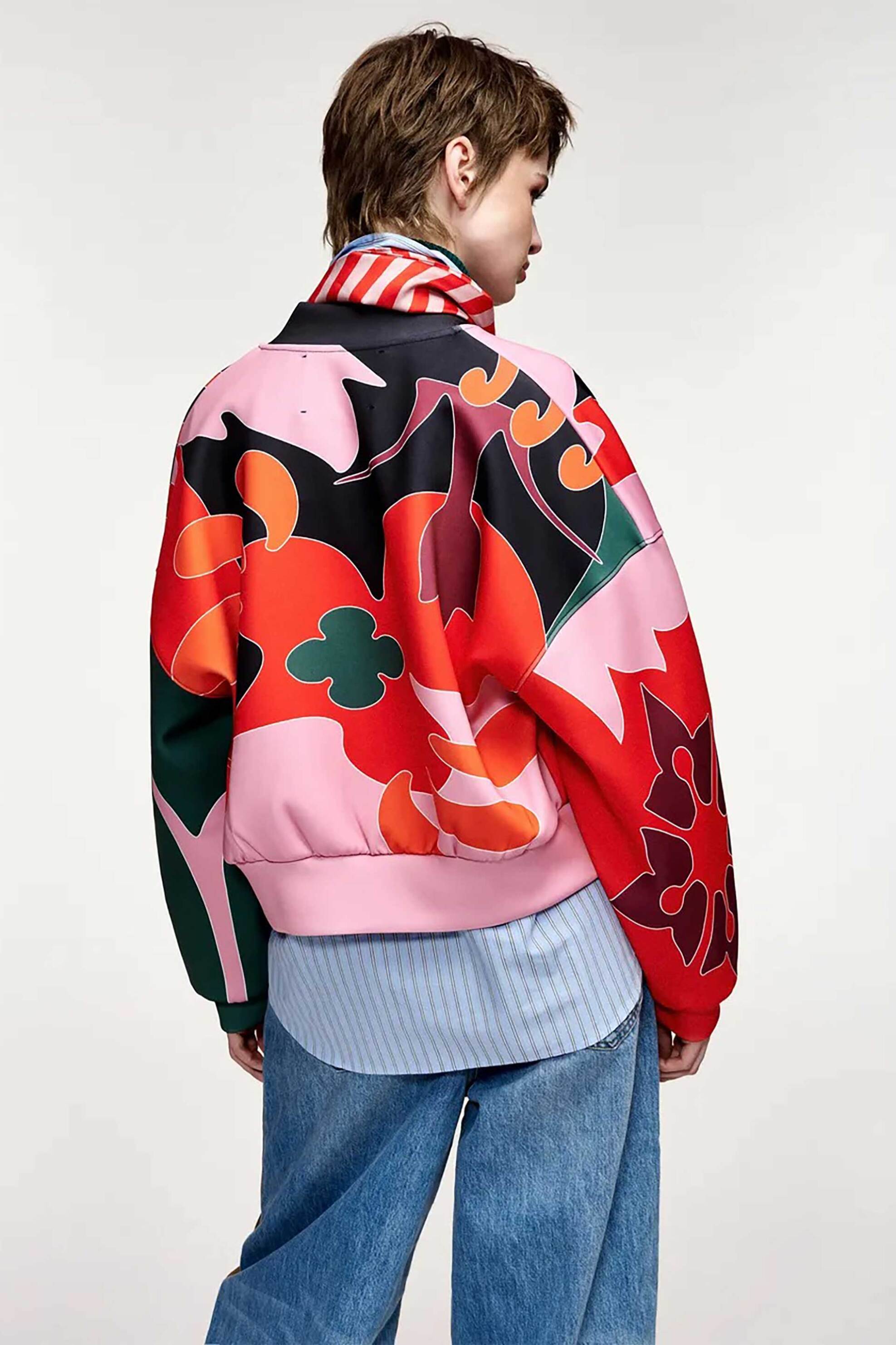 ESSENTIEL ANTWERP Essentiel Antwerp γυναικείο bomber jacket με abstract floral print "Kiva" - KIVA Κόκκινο - 3