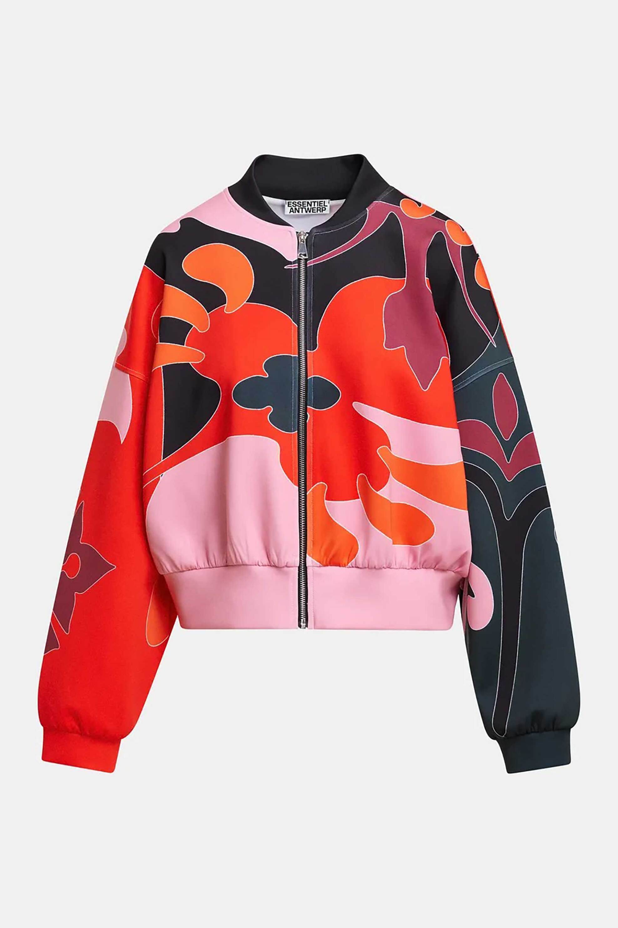 ESSENTIEL ANTWERP Essentiel Antwerp γυναικείο bomber jacket με abstract floral print "Kiva" - KIVA Κόκκινο - 4