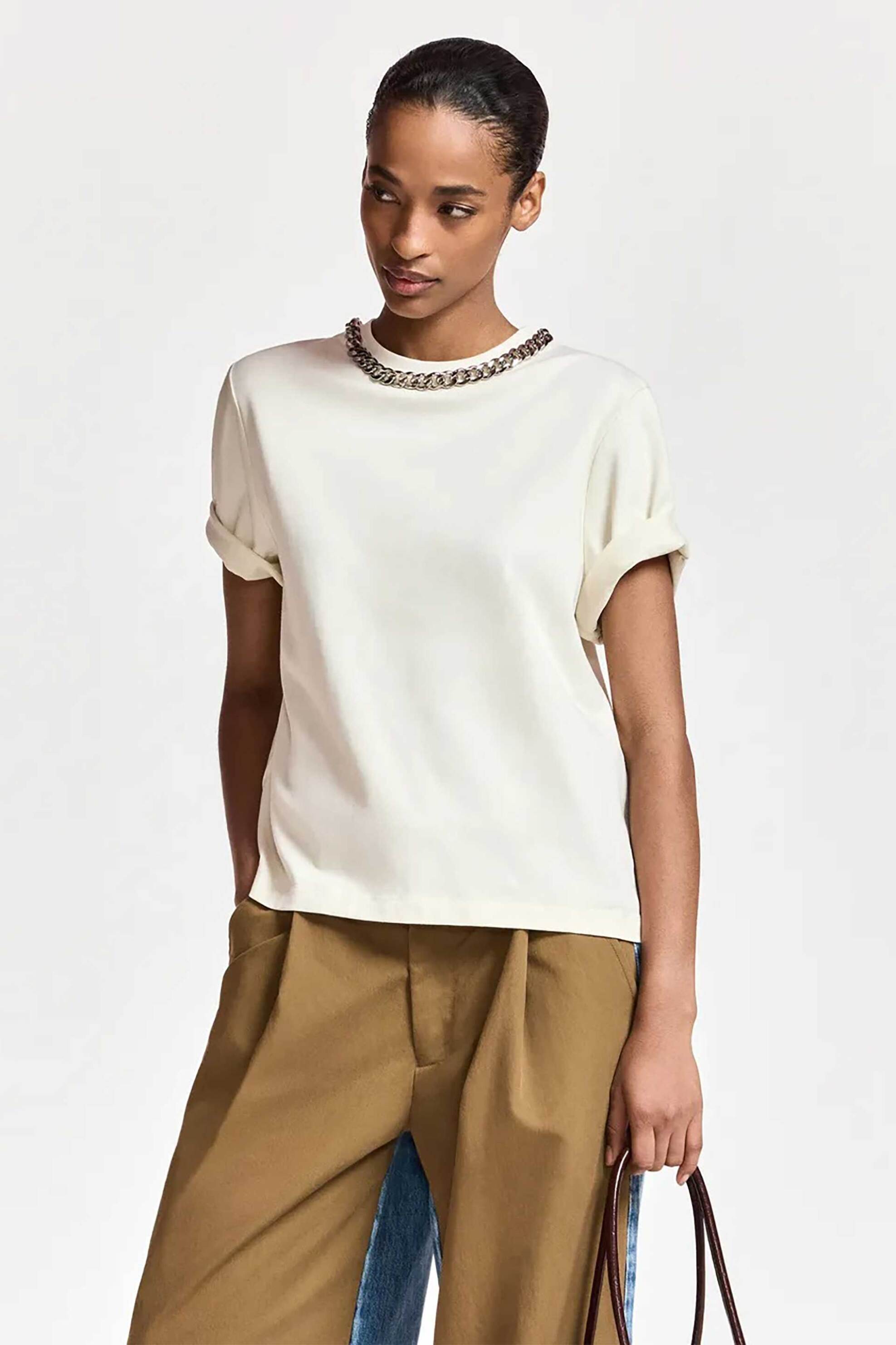 Essentiel Antwerp γυναικείο T-shirt με διακοσμητική αλυσίδα 