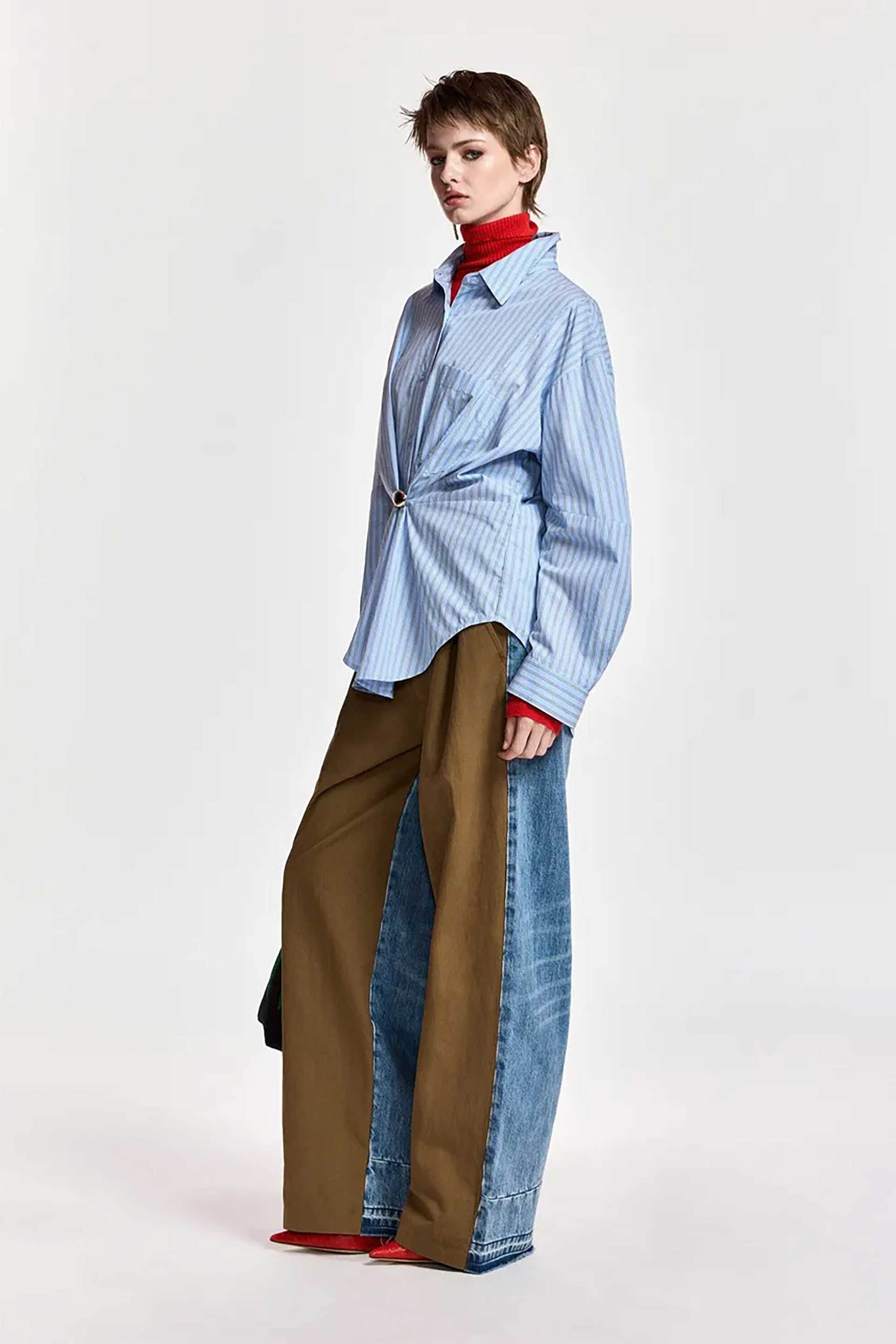 ESSENTIEL ANTWERP Essentiel Antwerp γυναικείο πουκάμισο με αφαιρούμενη καρφίτσα "Kreative" - KREATIVE Γαλάζιο - 3