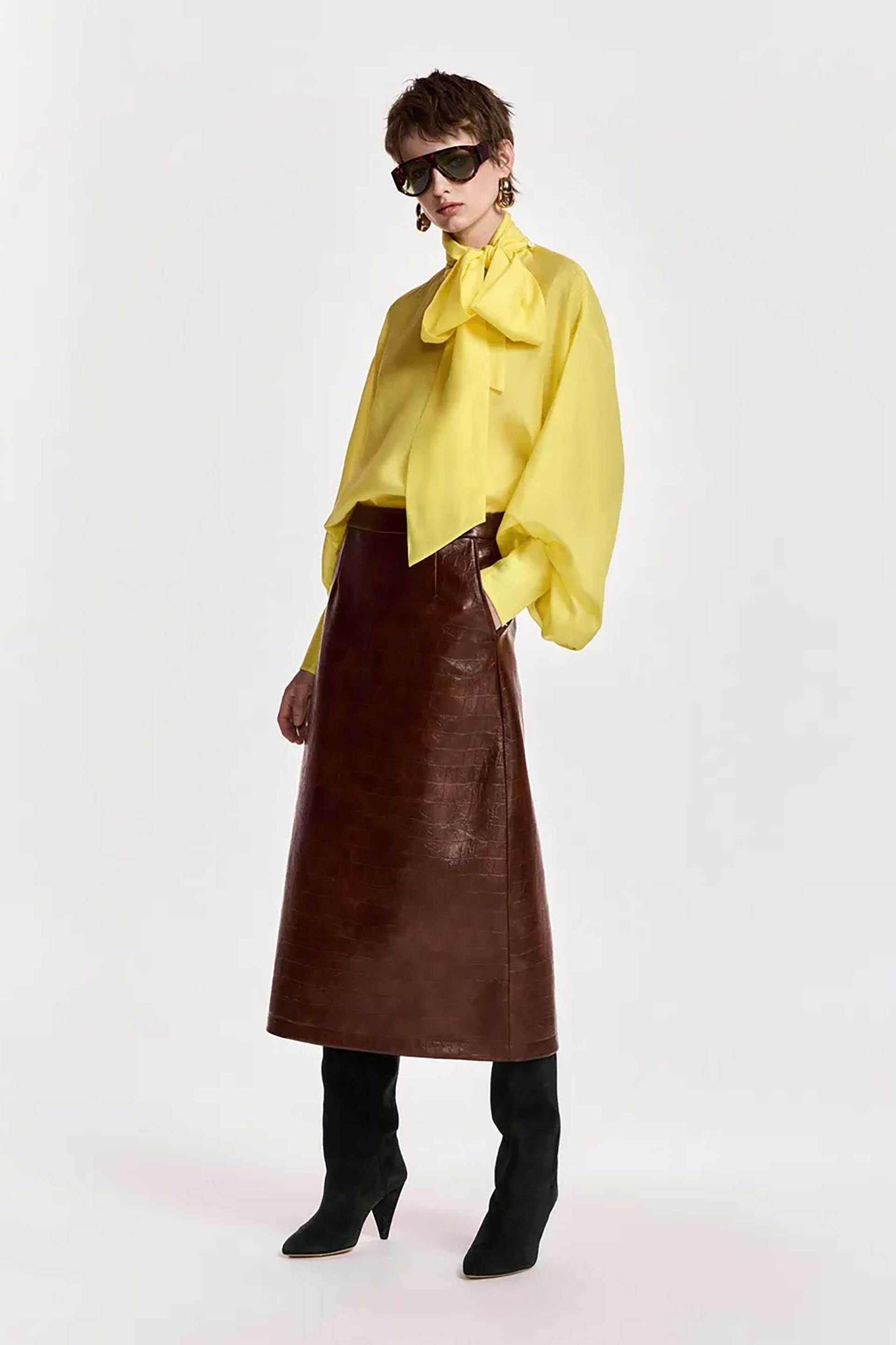 ESSENTIEL ANTWERP Essentiel Antwerp γυναικεία μπλούζα oversized με δέσιμο "Karismatic" - KARISMATIC Κίτρινο - 2
