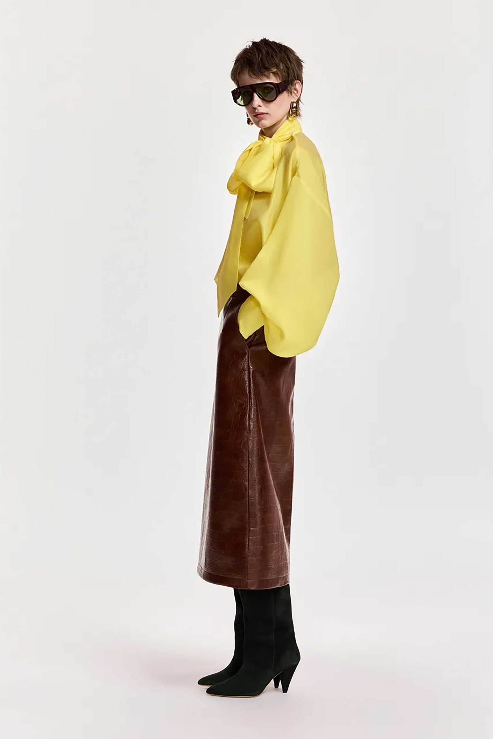 ESSENTIEL ANTWERP Essentiel Antwerp γυναικεία μπλούζα oversized με δέσιμο "Karismatic" - KARISMATIC Κίτρινο - 3