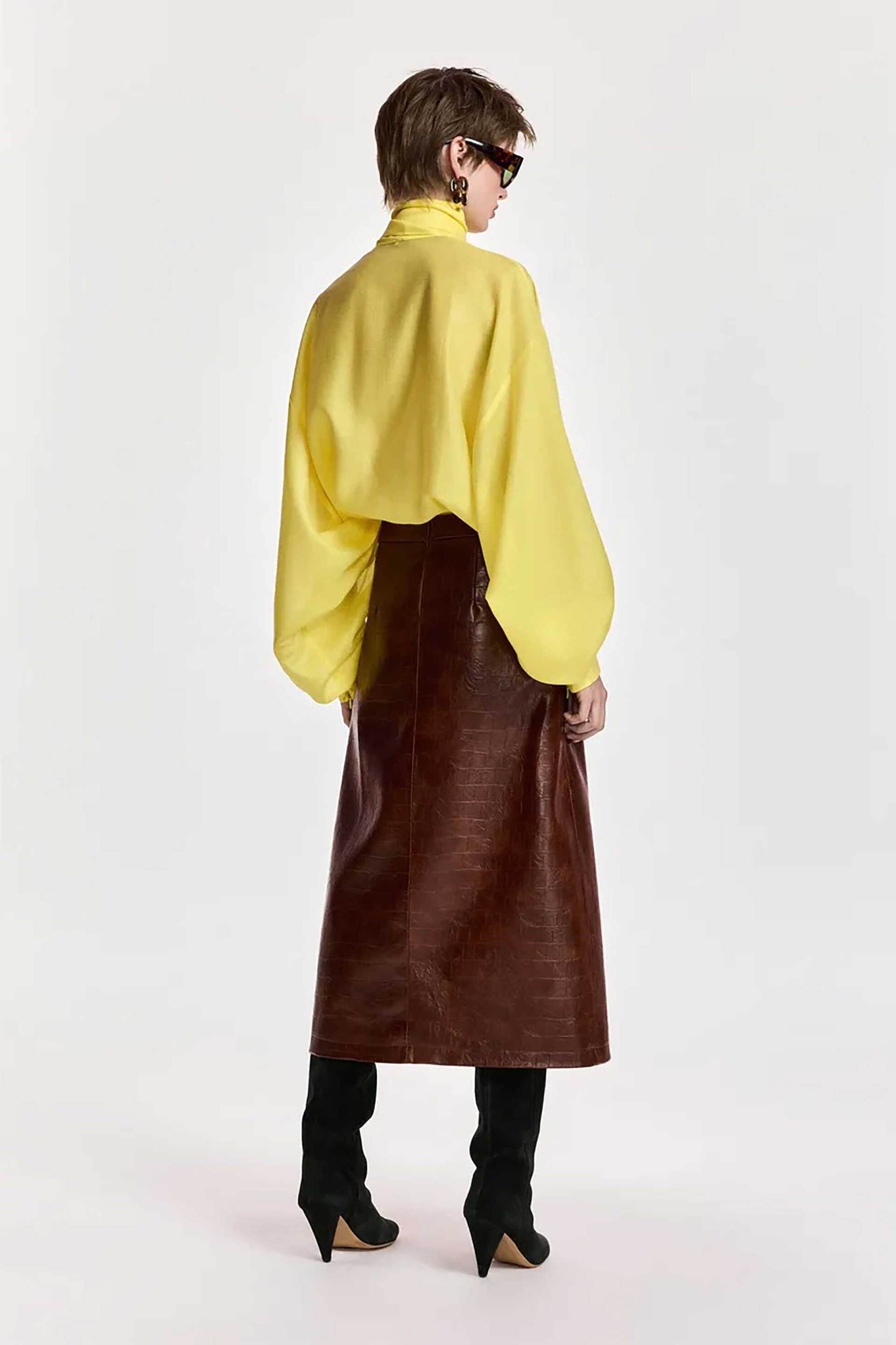 ESSENTIEL ANTWERP Essentiel Antwerp γυναικεία μπλούζα oversized με δέσιμο "Karismatic" - KARISMATIC Κίτρινο - 4