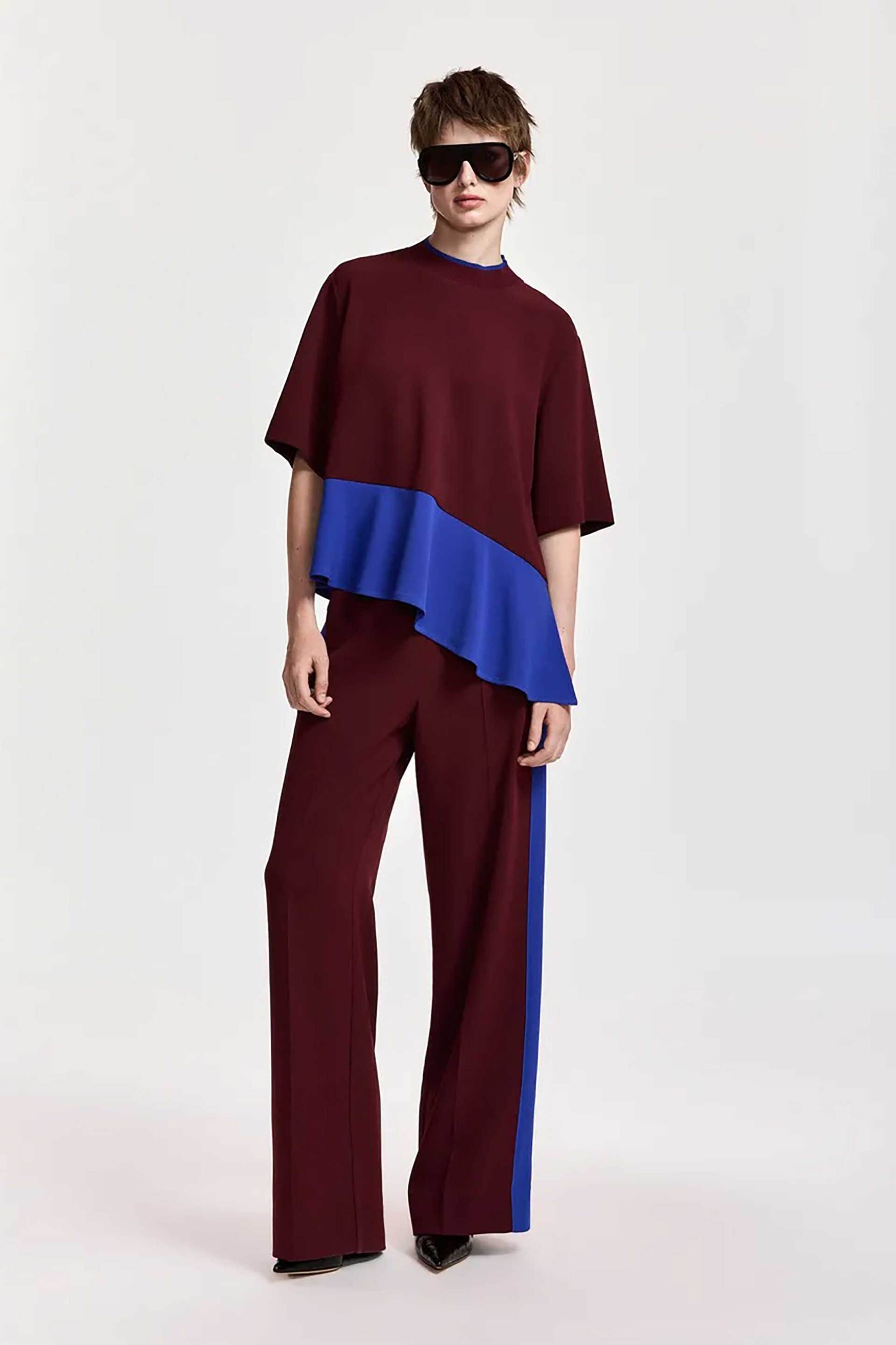ESSENTIEL ANTWERP Essentiel Antwerp γυναικεία μπλούζα με layered color block "Keyless" - KEYLESS Μπορντό - 2