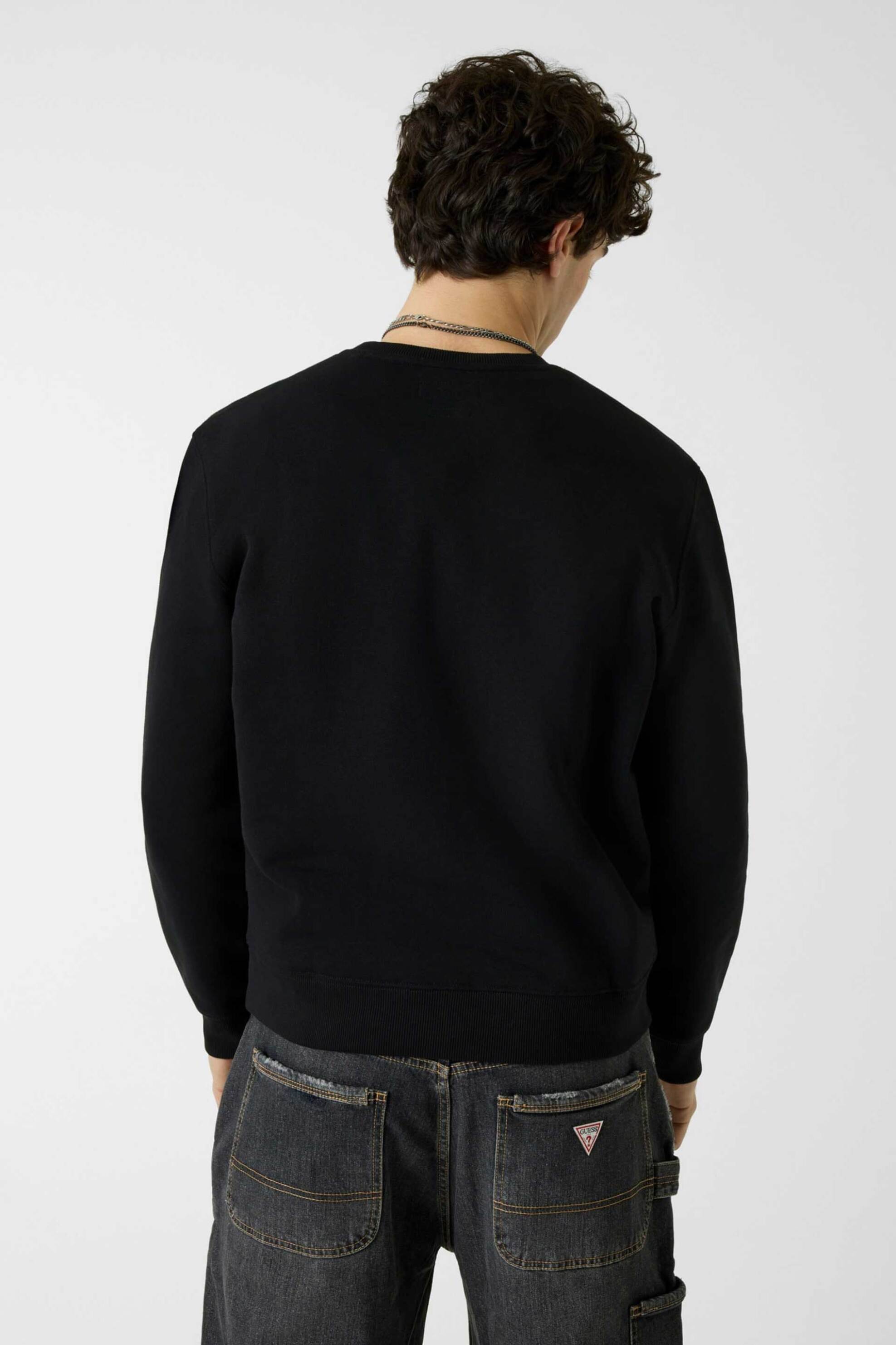 Guess Ανδρική Μπλούζα Φούτερ με Λογότυπο Slim Fit - M4Yq19K9V31 Μαύρο