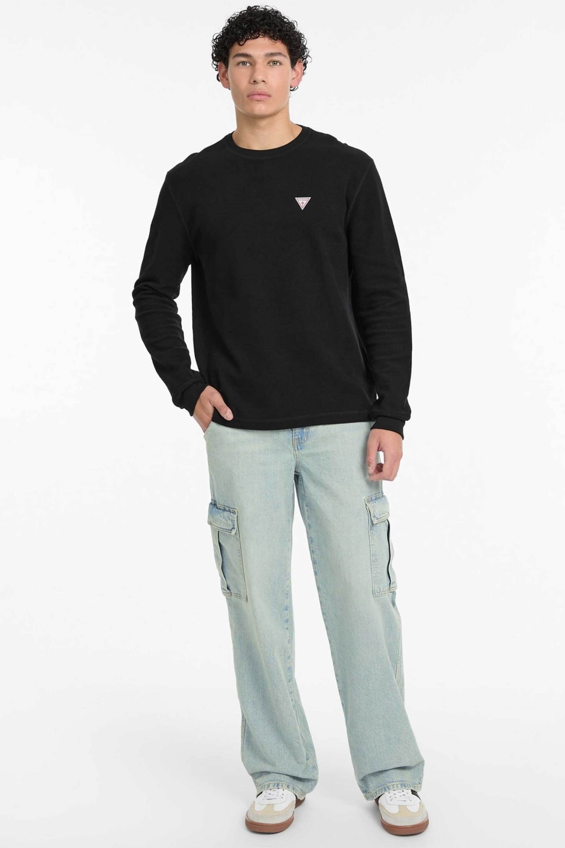 Guess ανδρική μπλούζα με logo patch Regular Fit - M4BI77KCII1 Μαύρο φωτογραφία