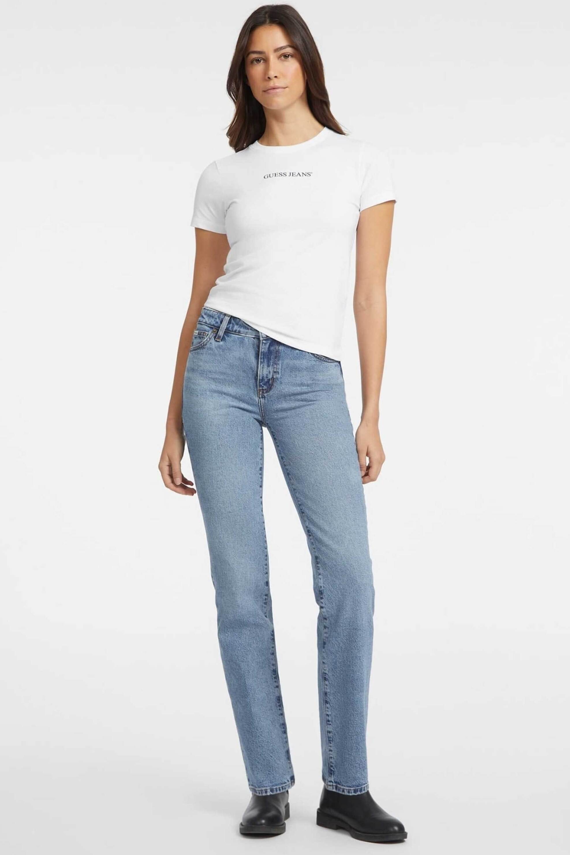 Guess γυναικείο T-shirt με λογότυπο Slim Fit - W4YI01J1314 Λευκό