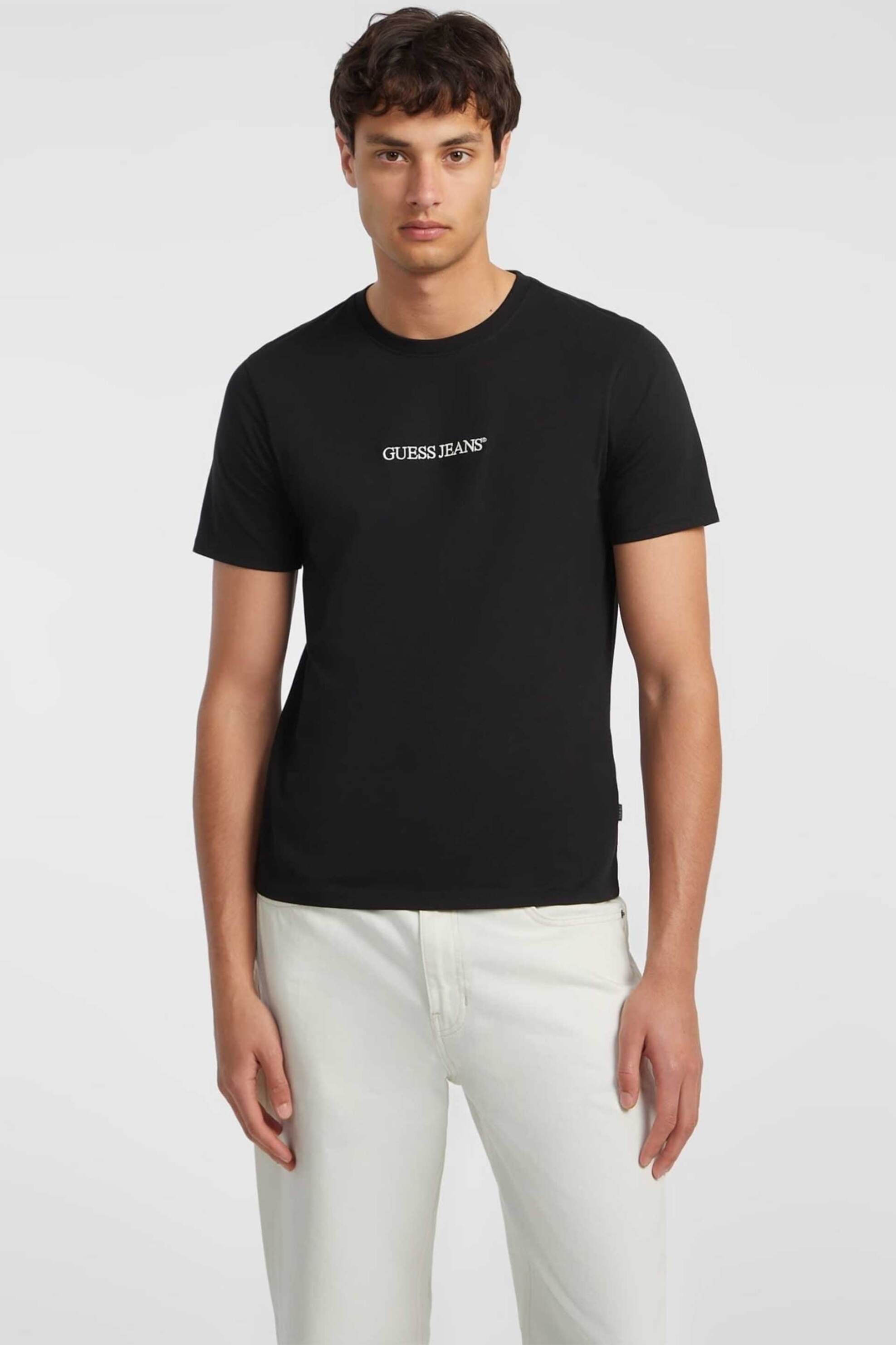 Guess ανδρικό T-Shirt με λογότυπο Slim Fit - M4YI52K8HM0 Μαύρο