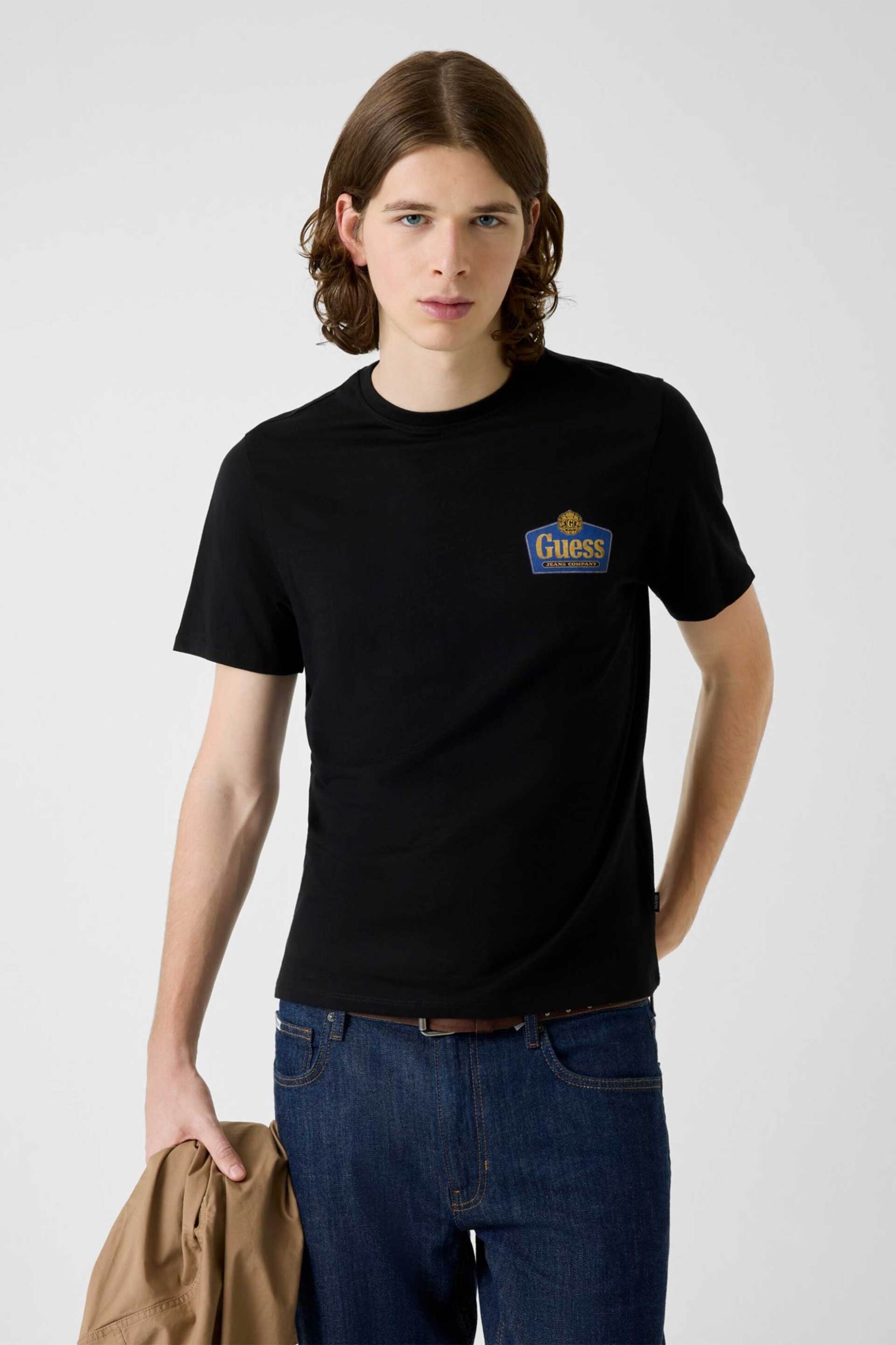 Guess ανδρικό T-Shirt με λογότυπο Slim Fit - M6RI38K8HM0 Μαύρο