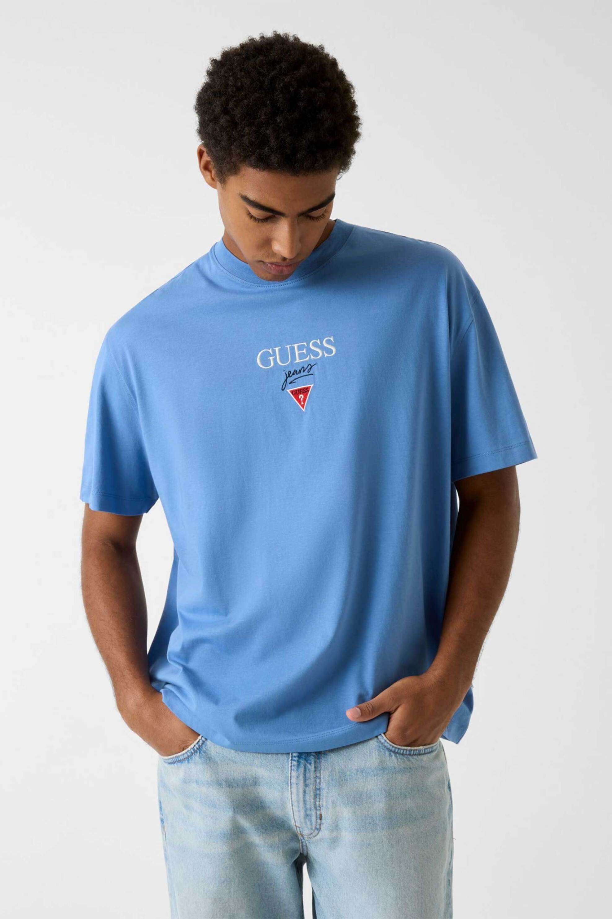 Guess ανδρικό T-Shirt με λογότυπο Regular Fit - M6RI45K8HM0 Μπλε