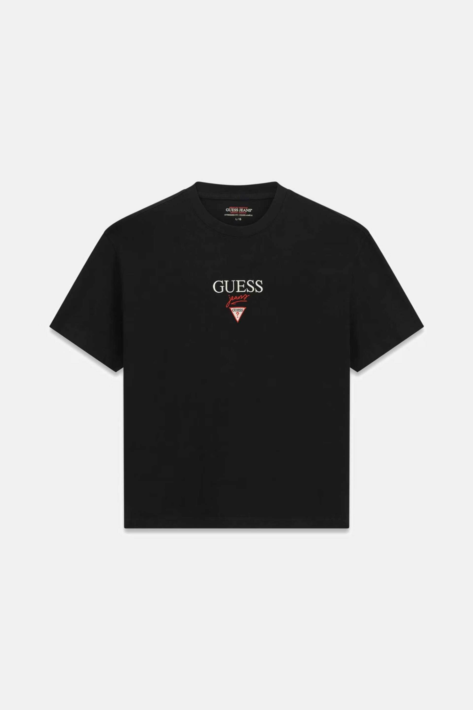 Guess Ανδρικό T-Shirt με Λογότυπο Regular Fit - M6Ri45K8Hm0 Μαύρο