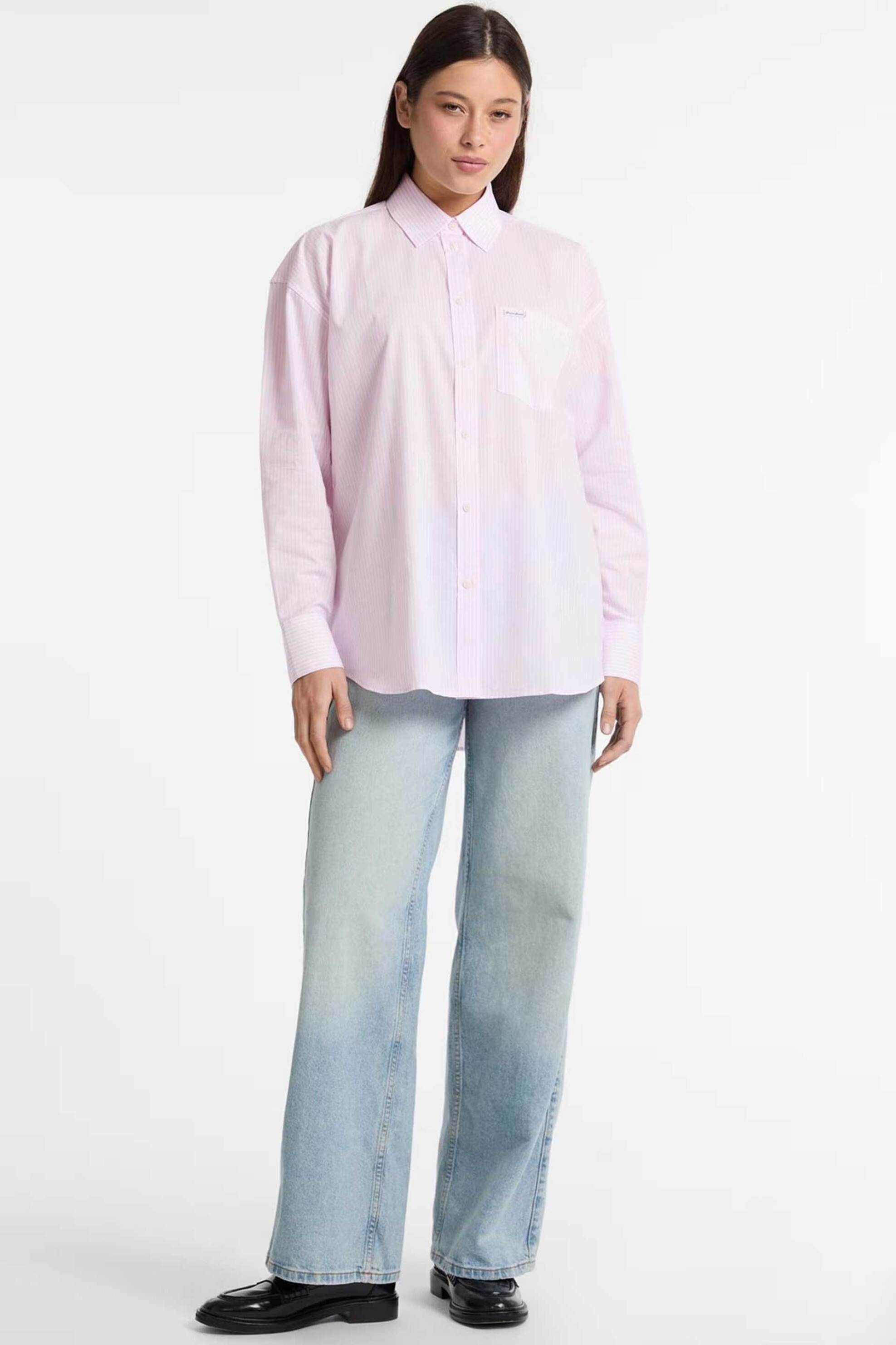 GUESS Guess γυναικείο πουκάμισο ριγέ Oversized Fit - W5RH94WGZ11 Ροζ - 2