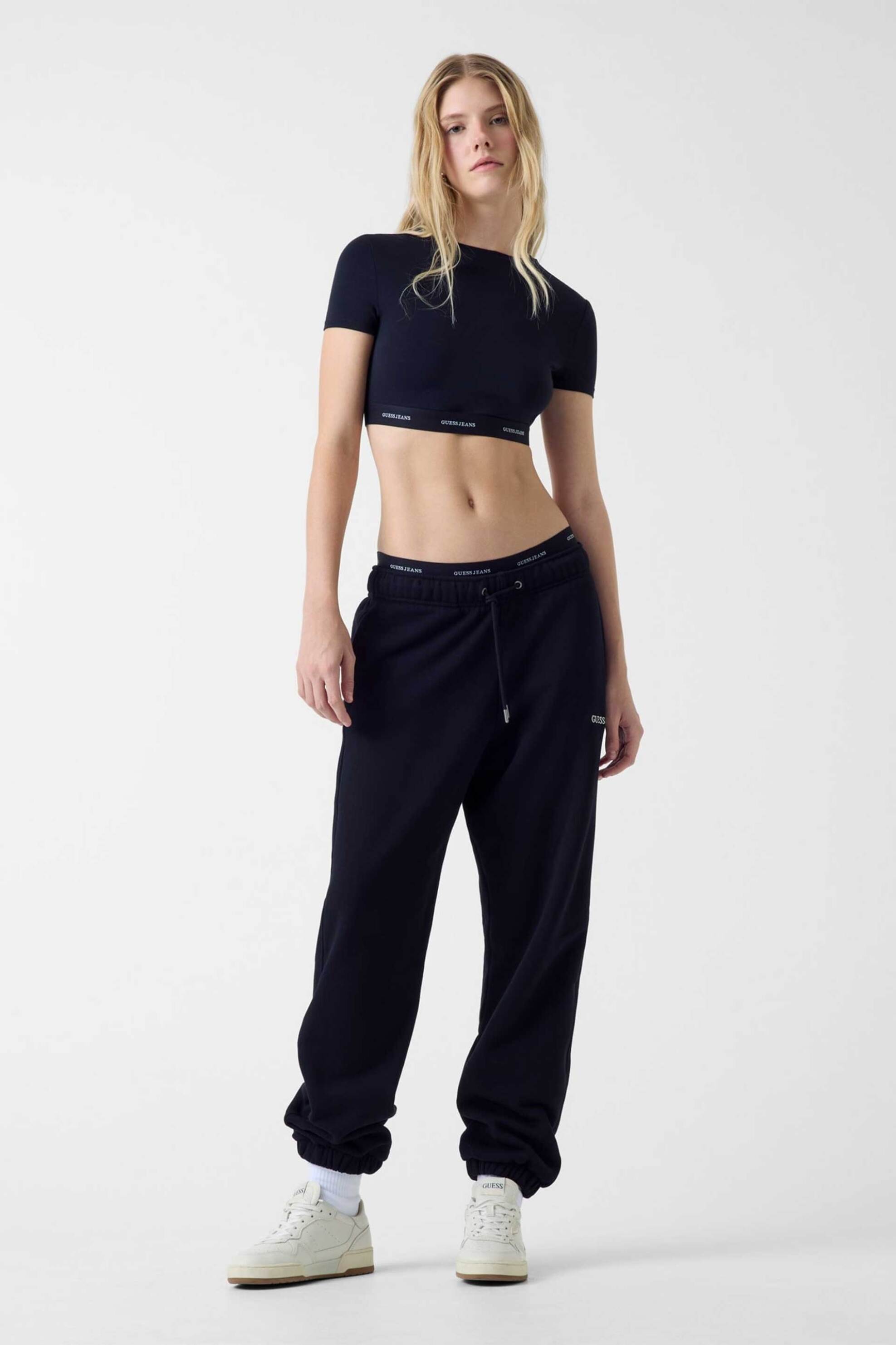 GUESS Guess γυναικείο τοπ με λογότυπο cropped - W5YZ02KBBU1 Μαύρο - 2