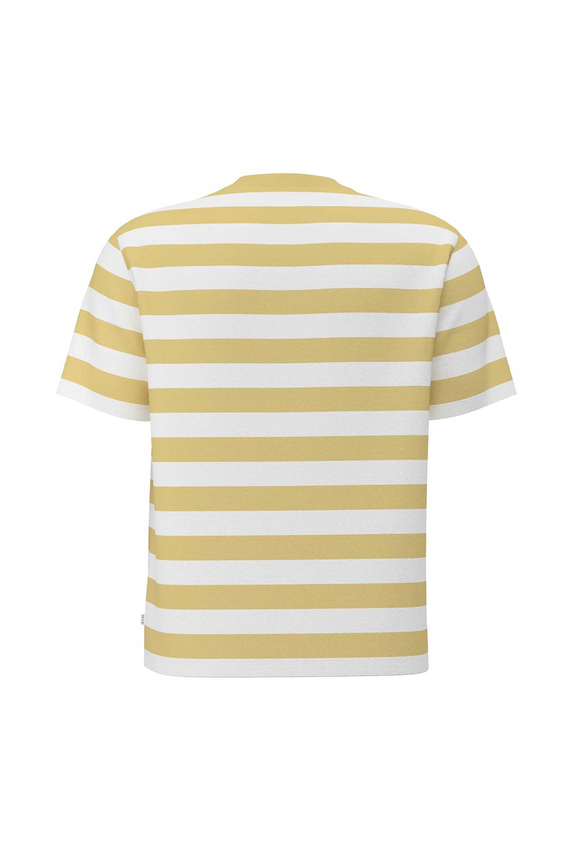 Guess Ανδρικό T-Shirt με Ριγέ Σχέδιο Και Λογότυπο Regular Fit - M4Yi84K9Xf1 Κίτρινο