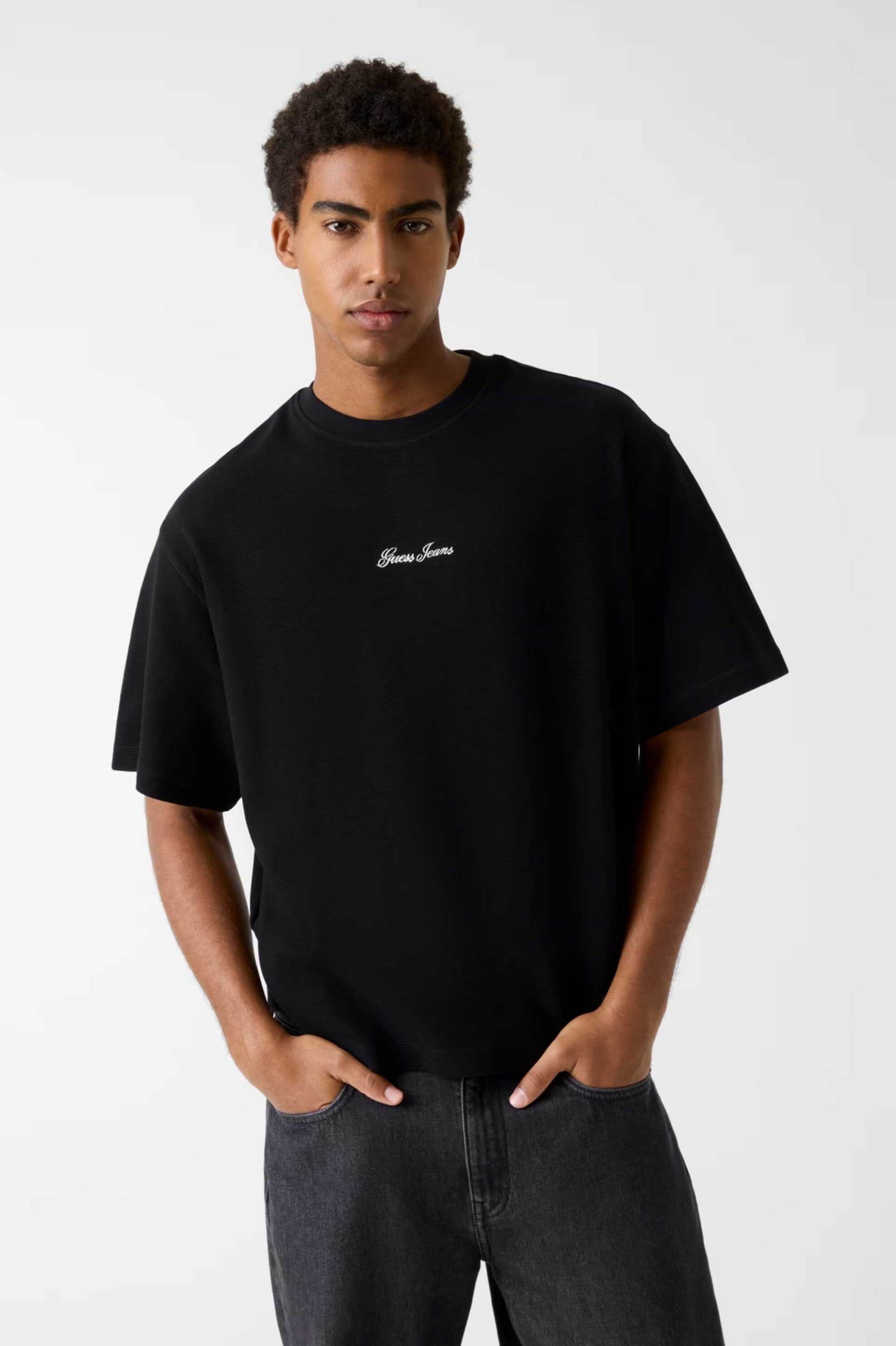 Guess ανδρικό T-shirt με logo Regular Fit - M6RP14KD461 Μαύρο