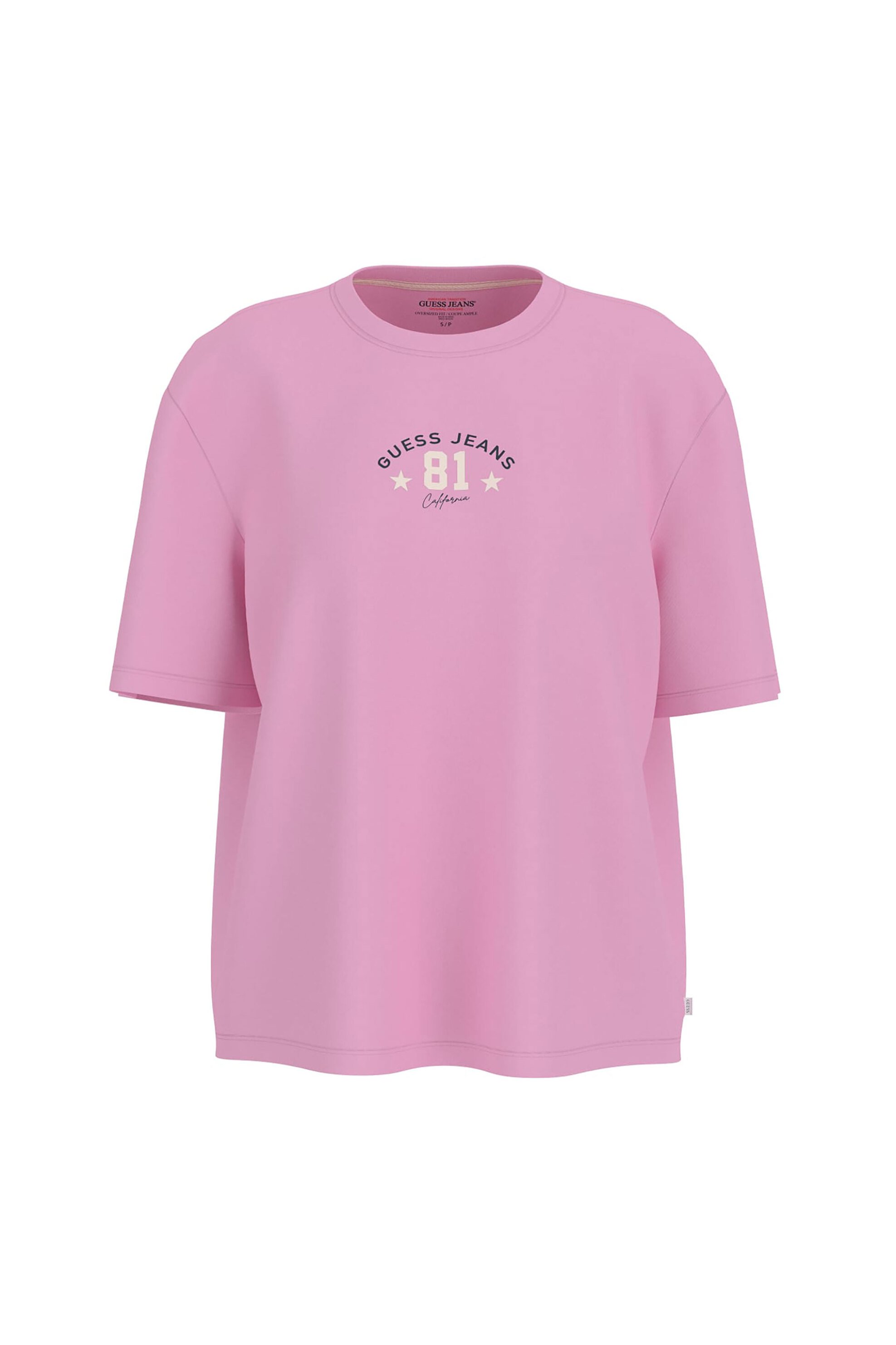 Guess γυναικείο T-shirt με λογότυπο Regular Fit - W6RI20K8HM0 Ροζ