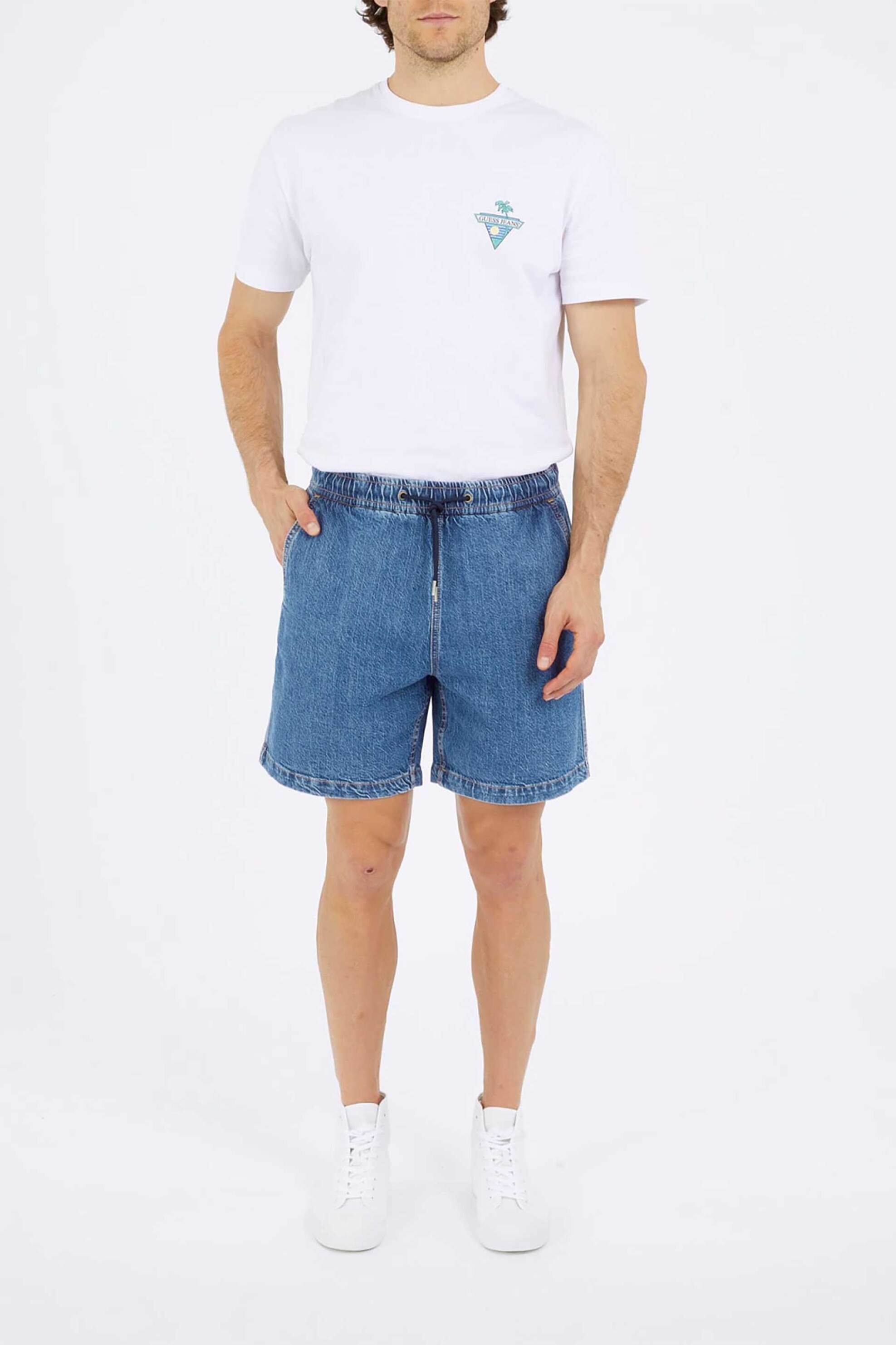 Guess ανδρική denim βερμούδα με ελαστική μέση Relaxed Fit - M5GD35D5M54 Denim Blue