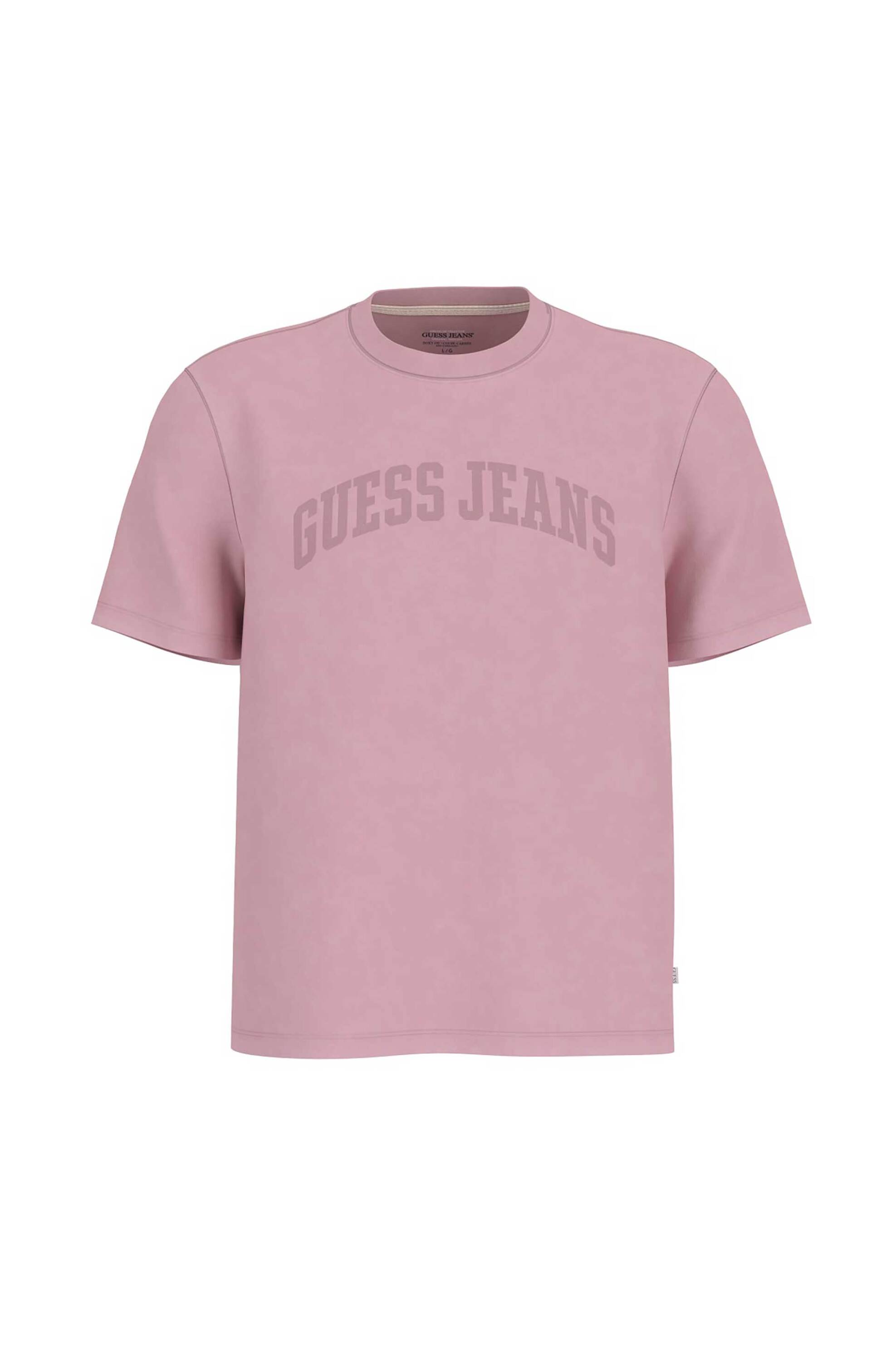 Guess ανδρικό T-shirt με logo print Regular Fit - M6GIB6K8FQ4 Ροζ