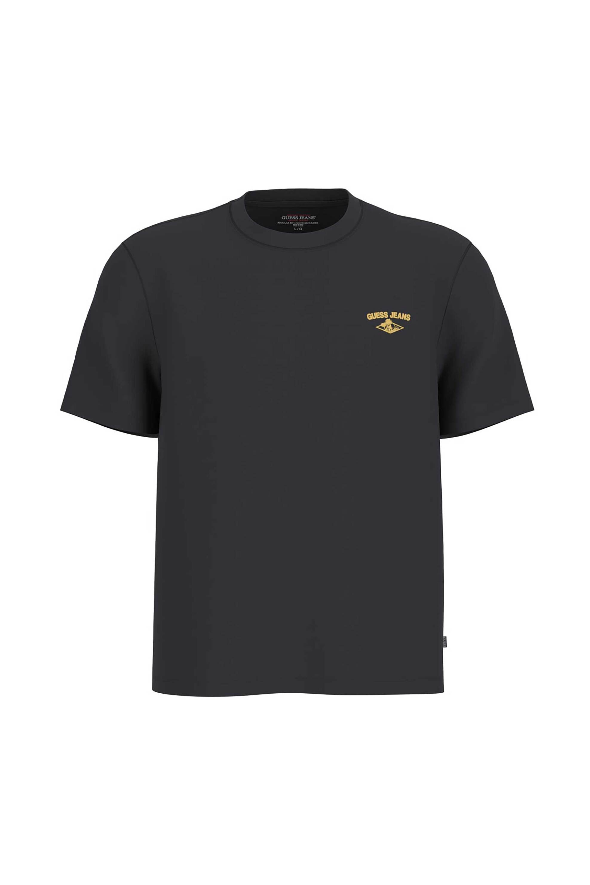 Guess ανδρικό T-shirt με κεντημένο λογότυπο Regular Fit - M6GIB7K8HM0 Μαύρο