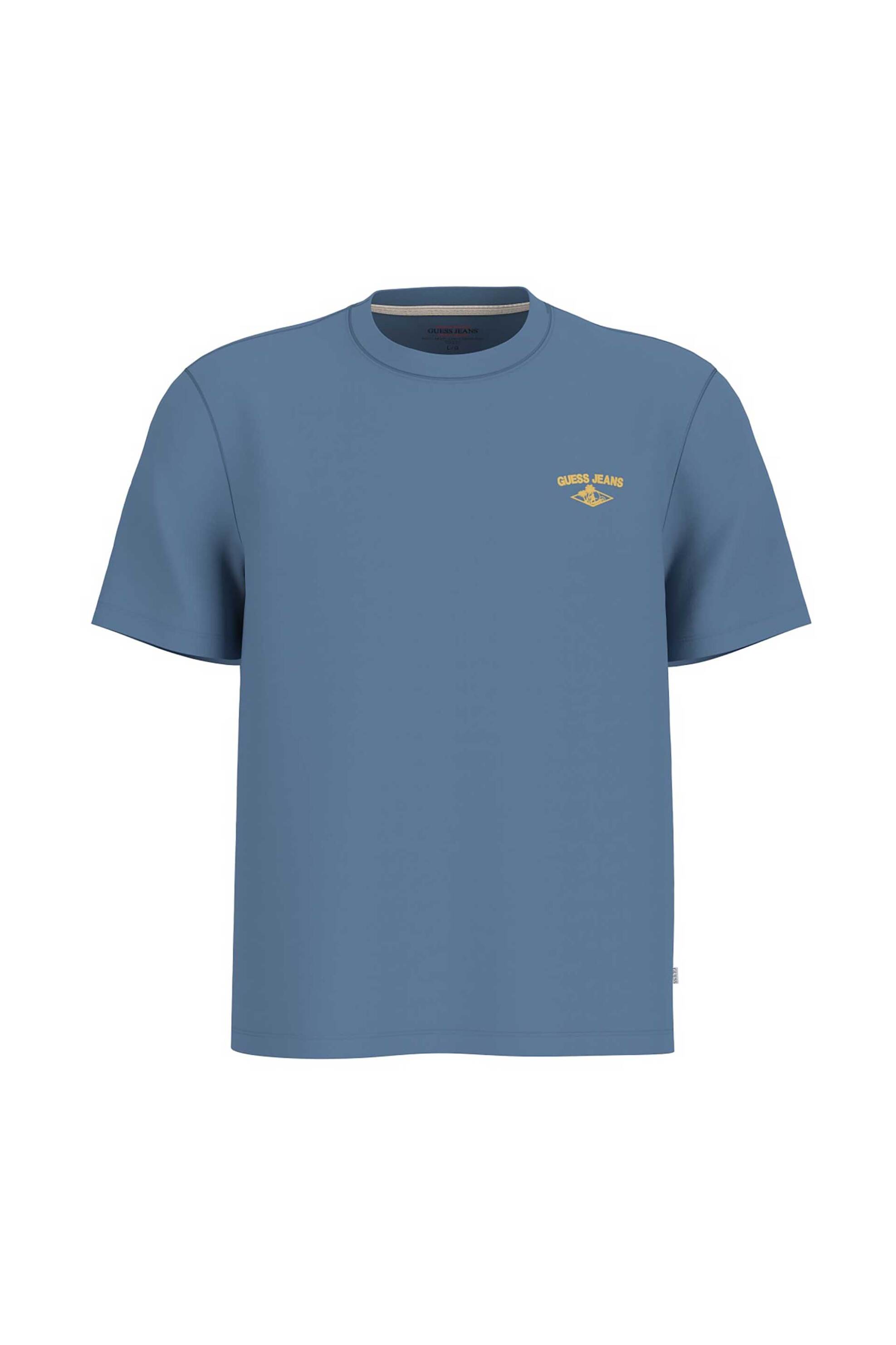 Guess ανδρικό T-shirt με κεντημένο λογότυπο Regular Fit - M6GIB7K8HM0 Μπλε Ανοιχτό