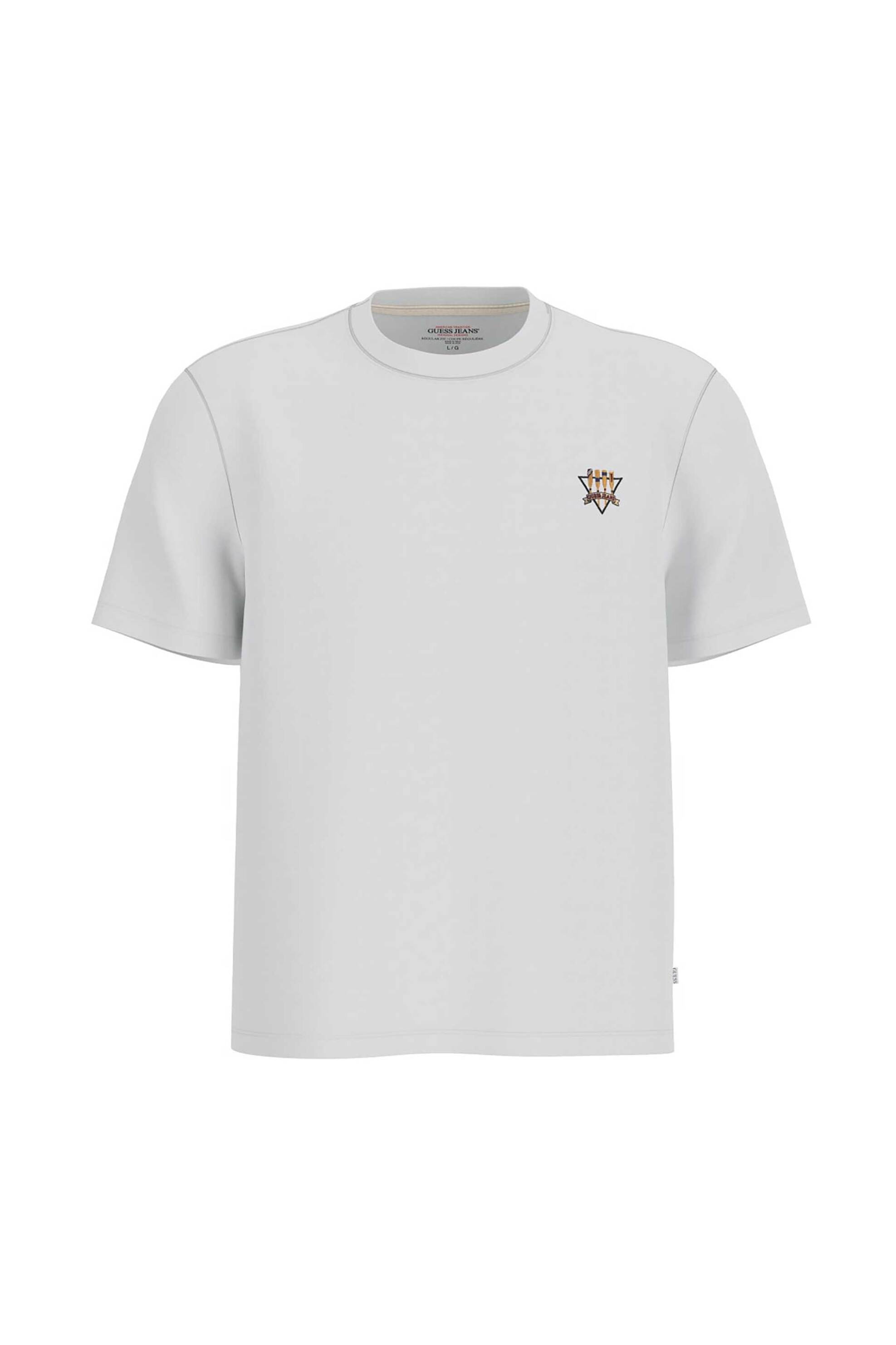 Guess ανδρικό T-shirt με κεντημένο λογότυπο Regular Fit - M6GIB7K8HM0 Λευκό