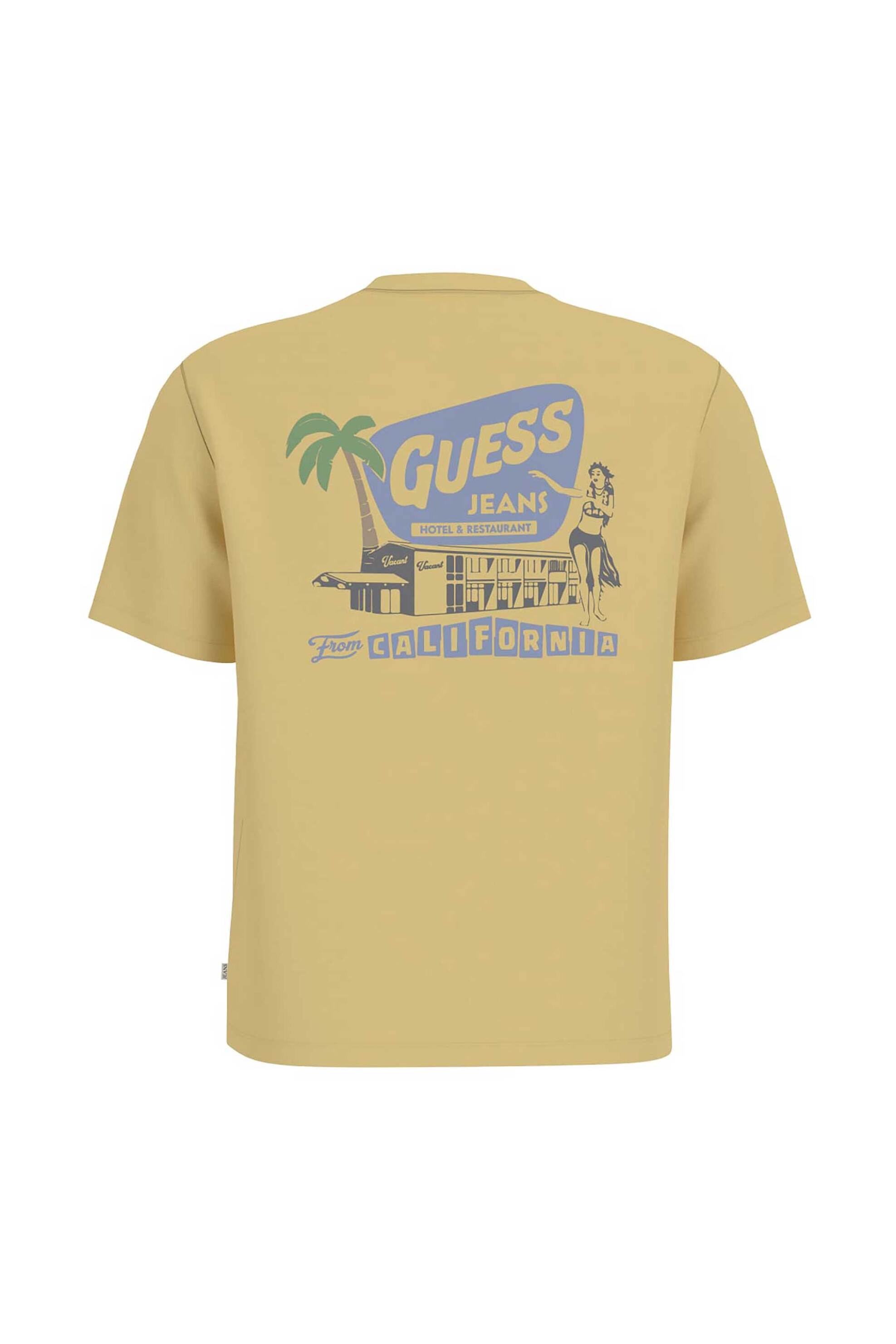 Guess Ανδρικό T-Shirt με Graphic Print Regular Fit - M6Gic0K8Hm0 Κίτρινο