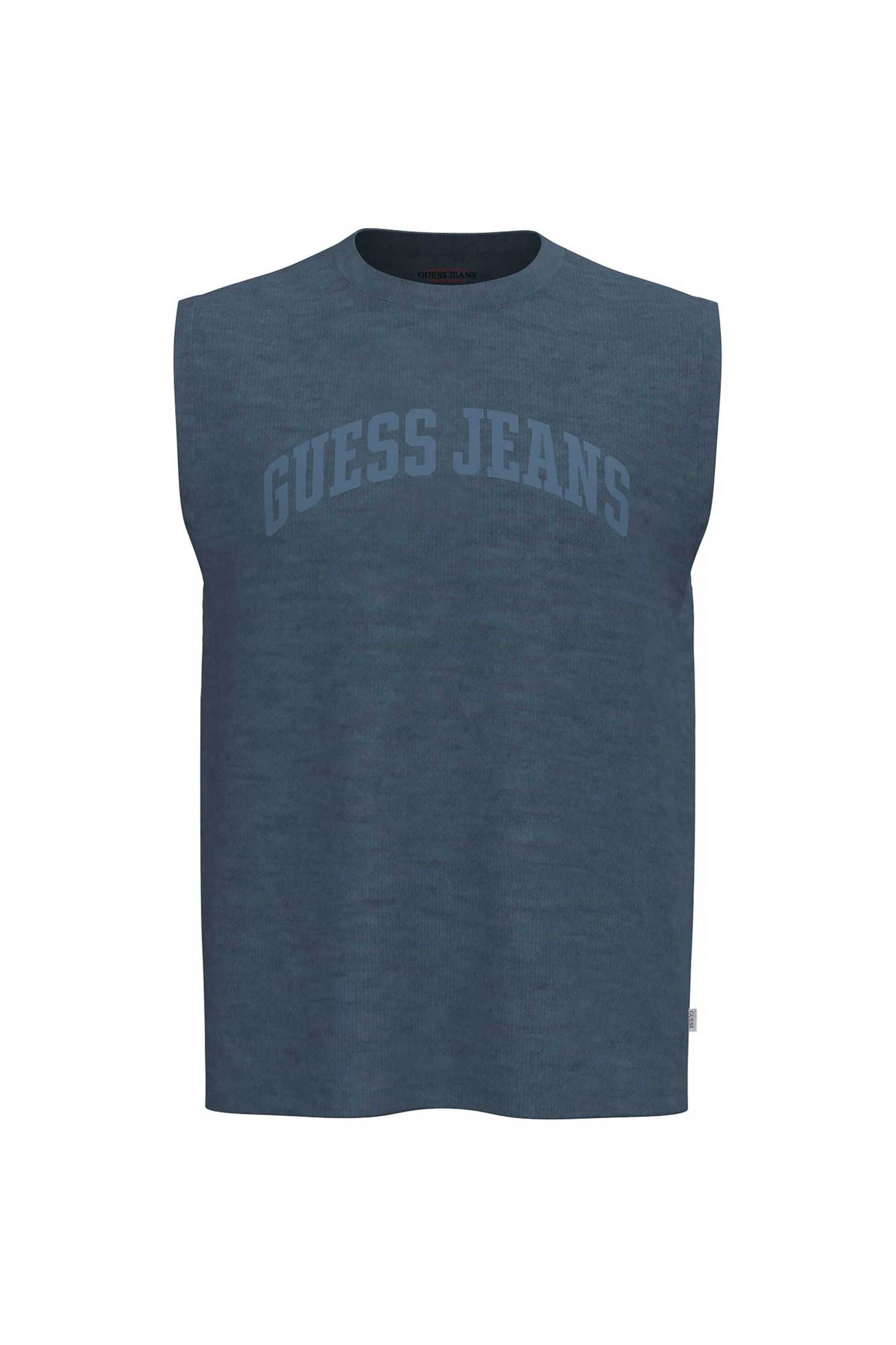 Guess ανδρική αμάνικη μπλούζα με logo print Regular Fit - M6GPB2K8FQ4 Μπλε