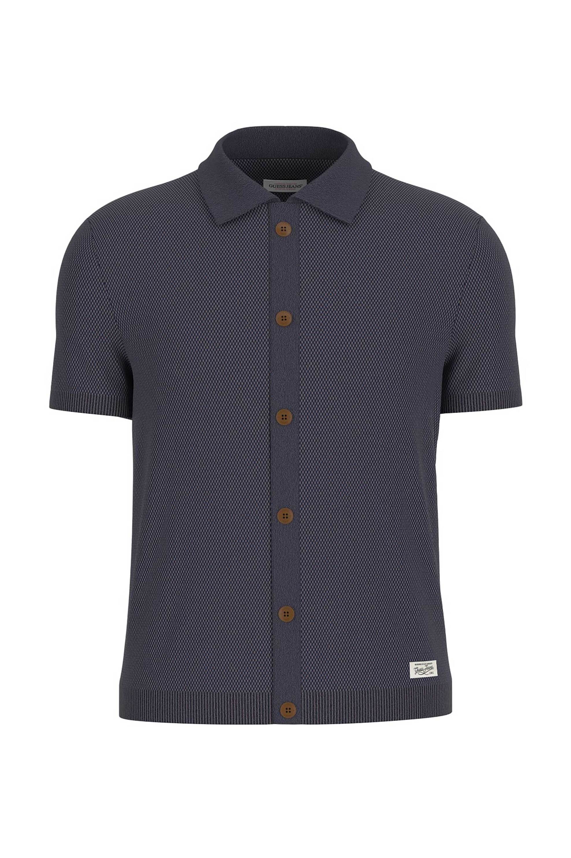 Guess ανδρικό πλεκτό πουκάμισο textured Regular Fit - M6GRZ1Z3HM1 Μπλε Navy