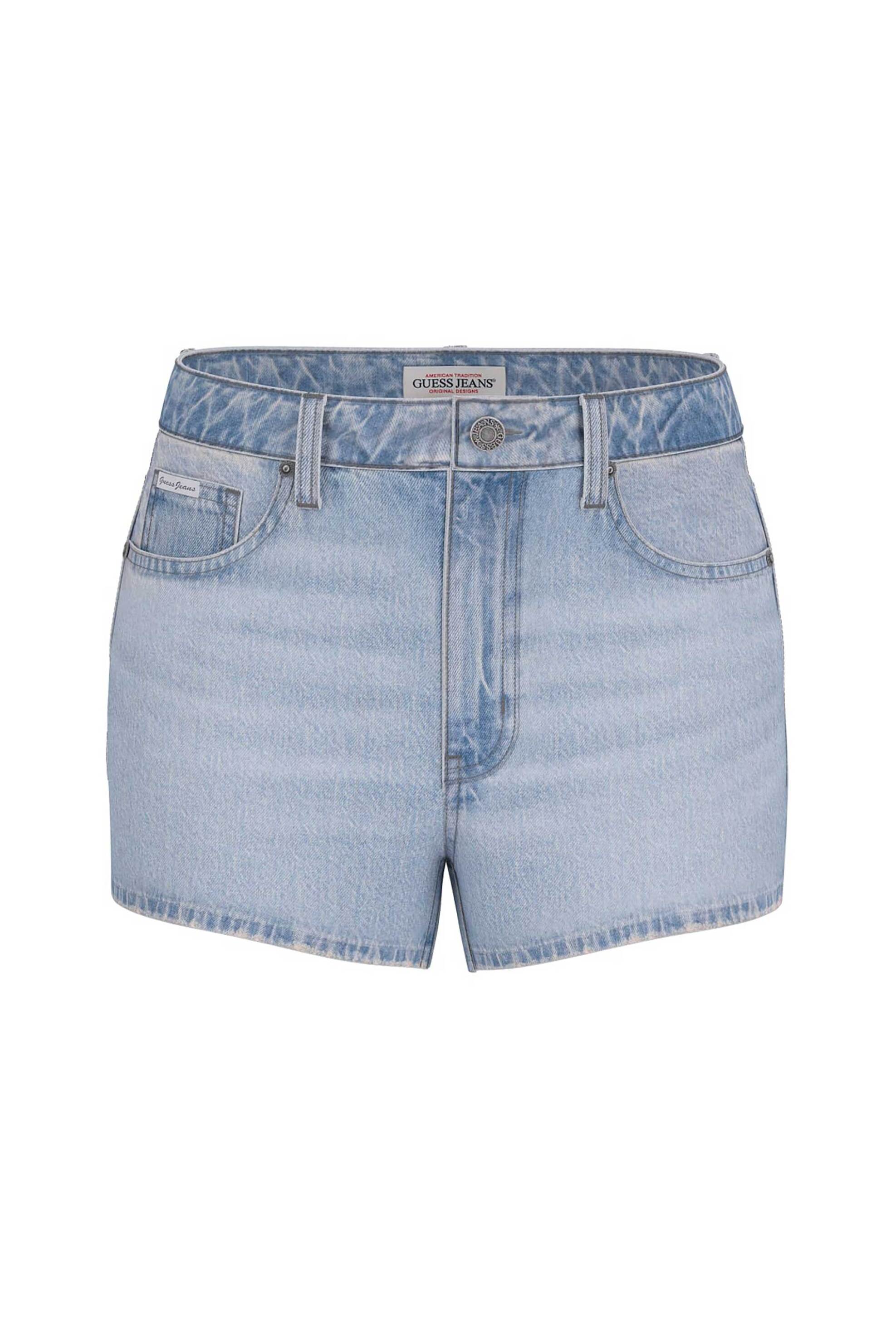 GUESS Guess γυναικείο denim σορτς ψηλόμεσο πεντάτσεπο Slim Fit - W5GD0YD5O14 Denim Blue - 3