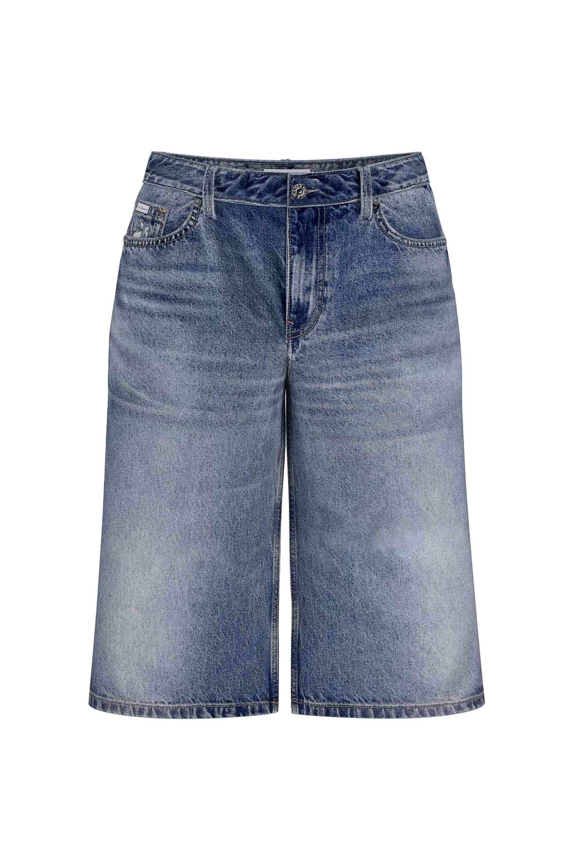 Guess γυναικεία denim βερμούδα πεντάτσεπη Baggy Fit - W6GD1DD6363 Denim Blue