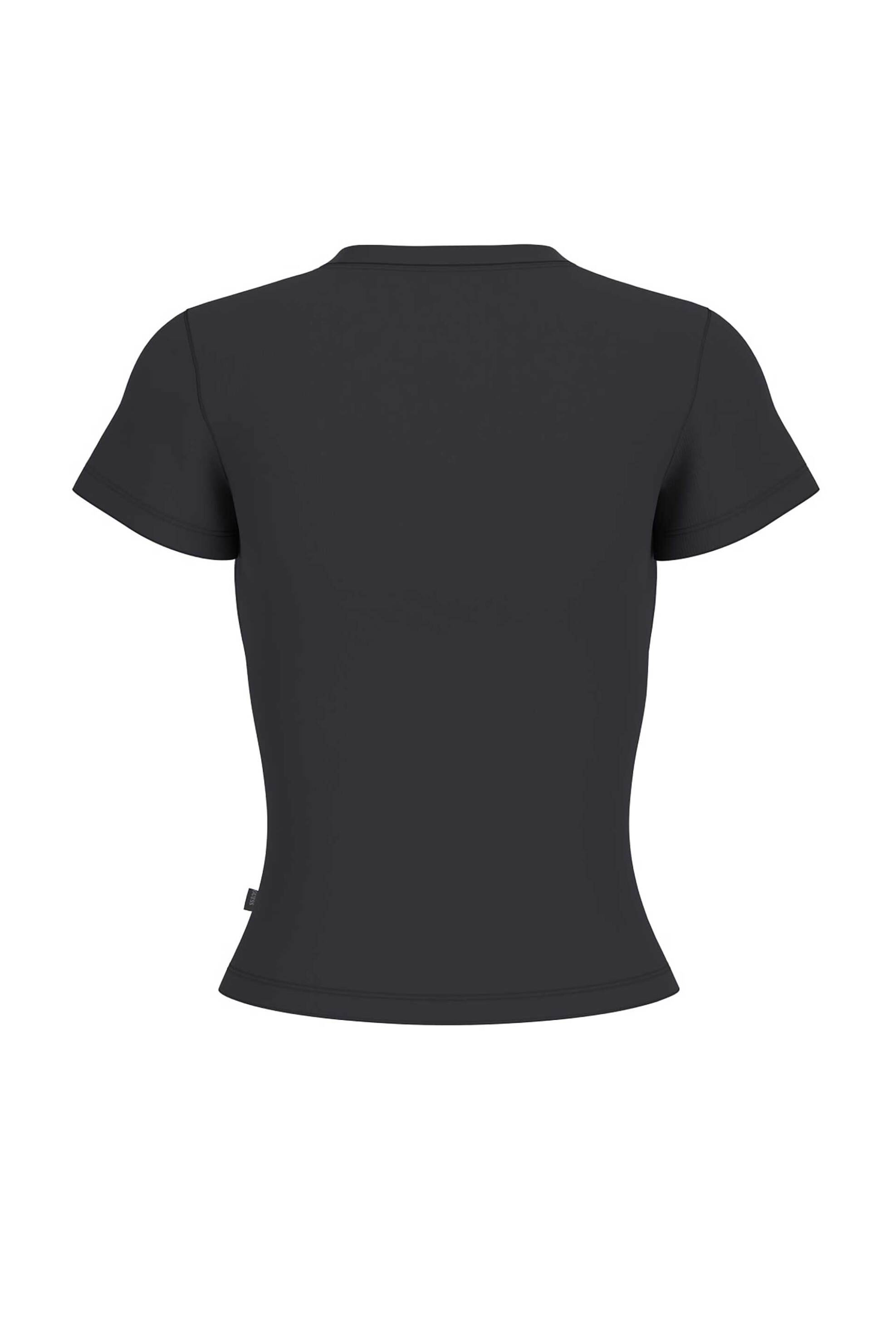 Guess γυναικείο T-shirt ribbed με κεντημένο λογότυπο Slim Fit - W6GPZ3KA0H1 Μαύρο